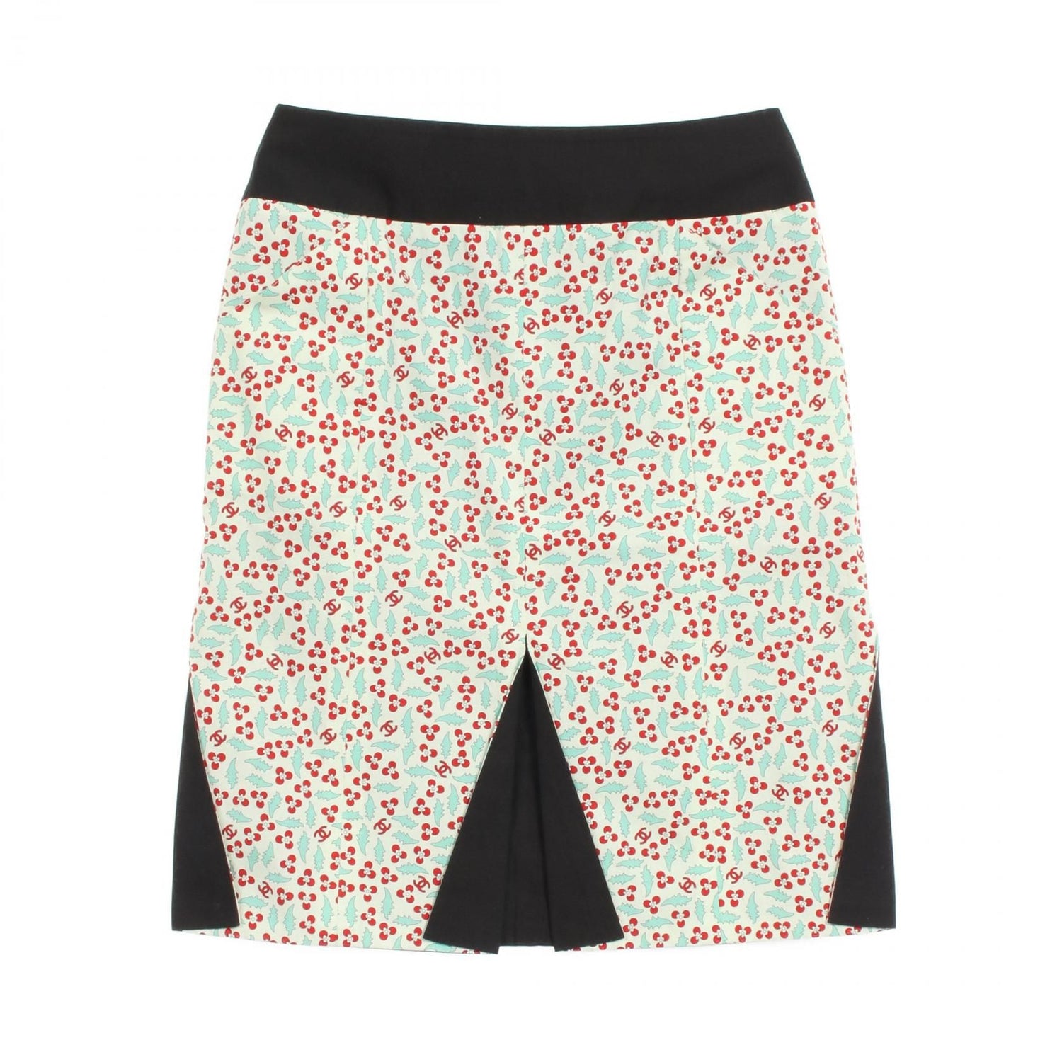 Chanel Green Multicolor Coco Mark Skirt Cotton P 22950