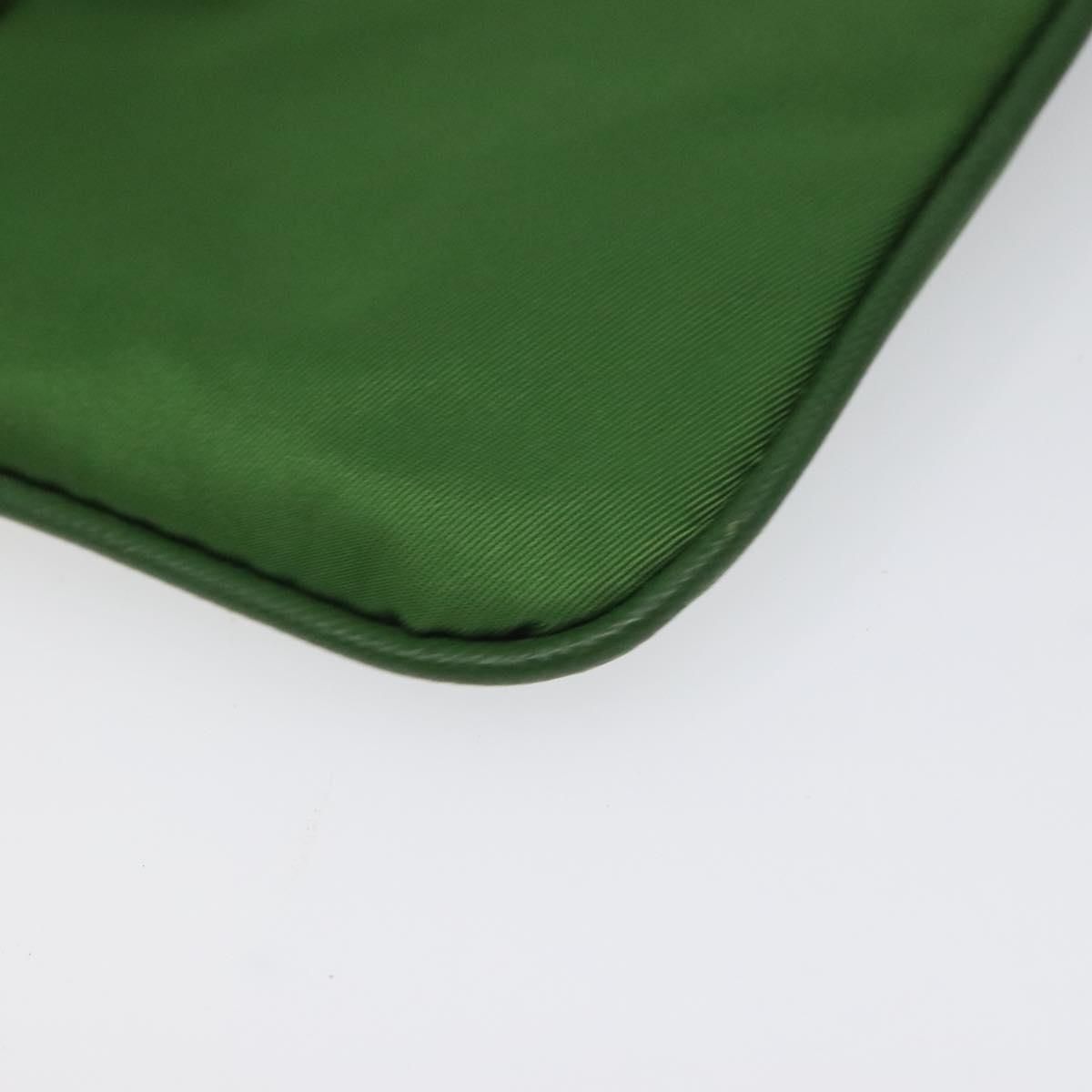 Prada Pouch Nylon Green Gold Auth