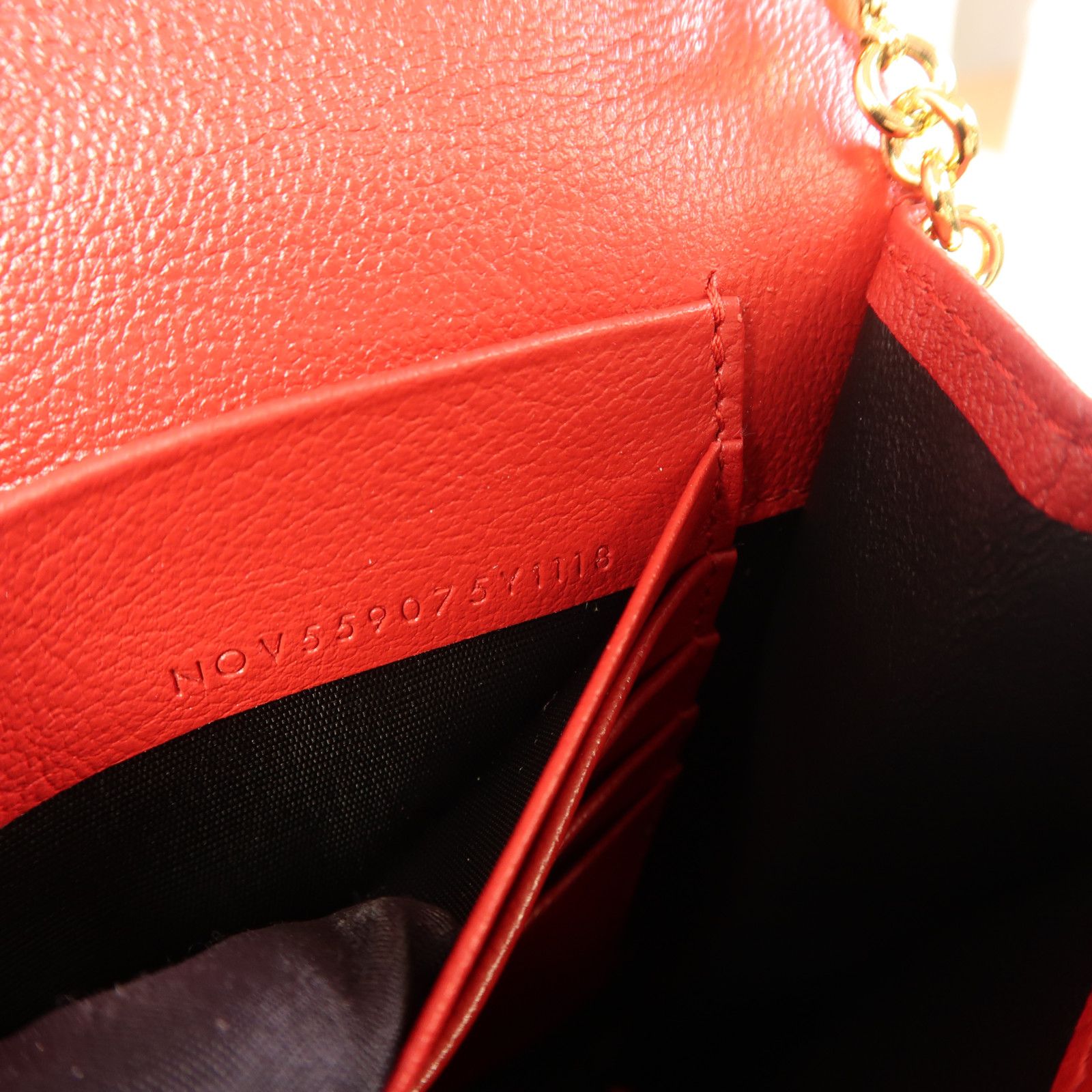 Saint Laurent Cowhide Leather Belle De Jour Wallet On Chain Golden Cross Shoulder Back Bag Red Calfsk