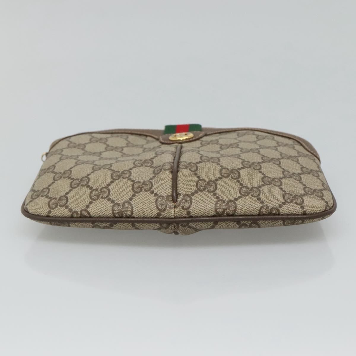 Gucci Gg Supreme Web Sherry Line Shoulder Bag Pvc Beige Red Green Auth
