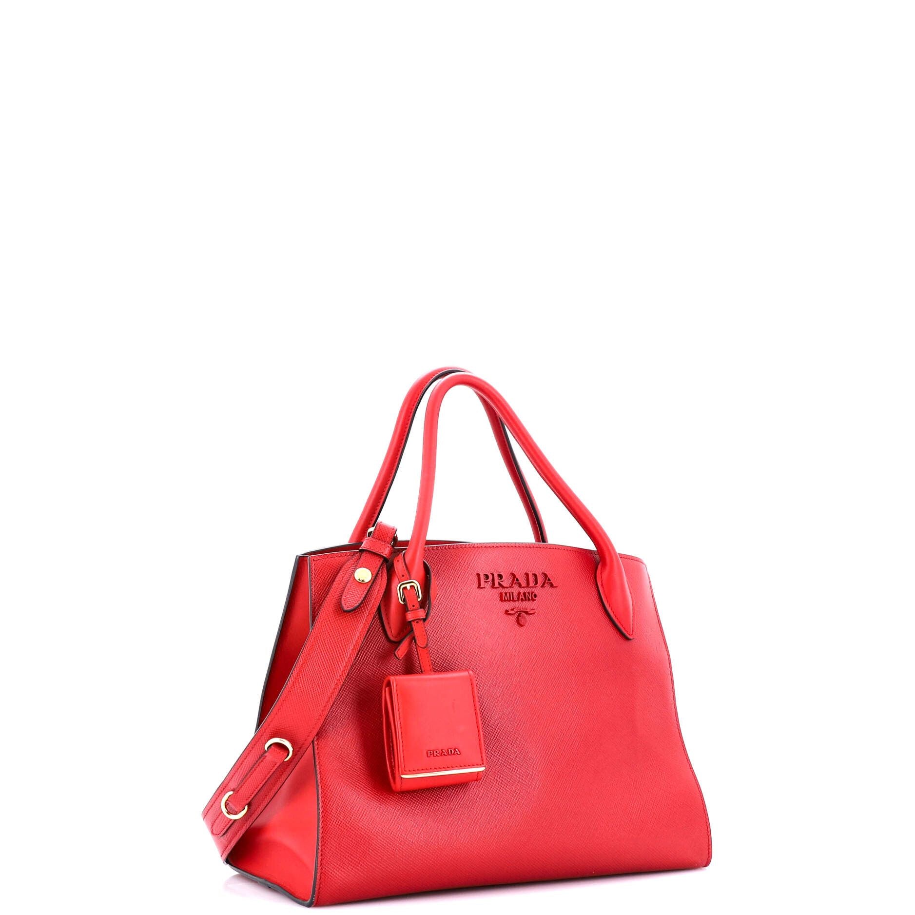Prada Monochrome Tote Saffiano With City Calf Medium