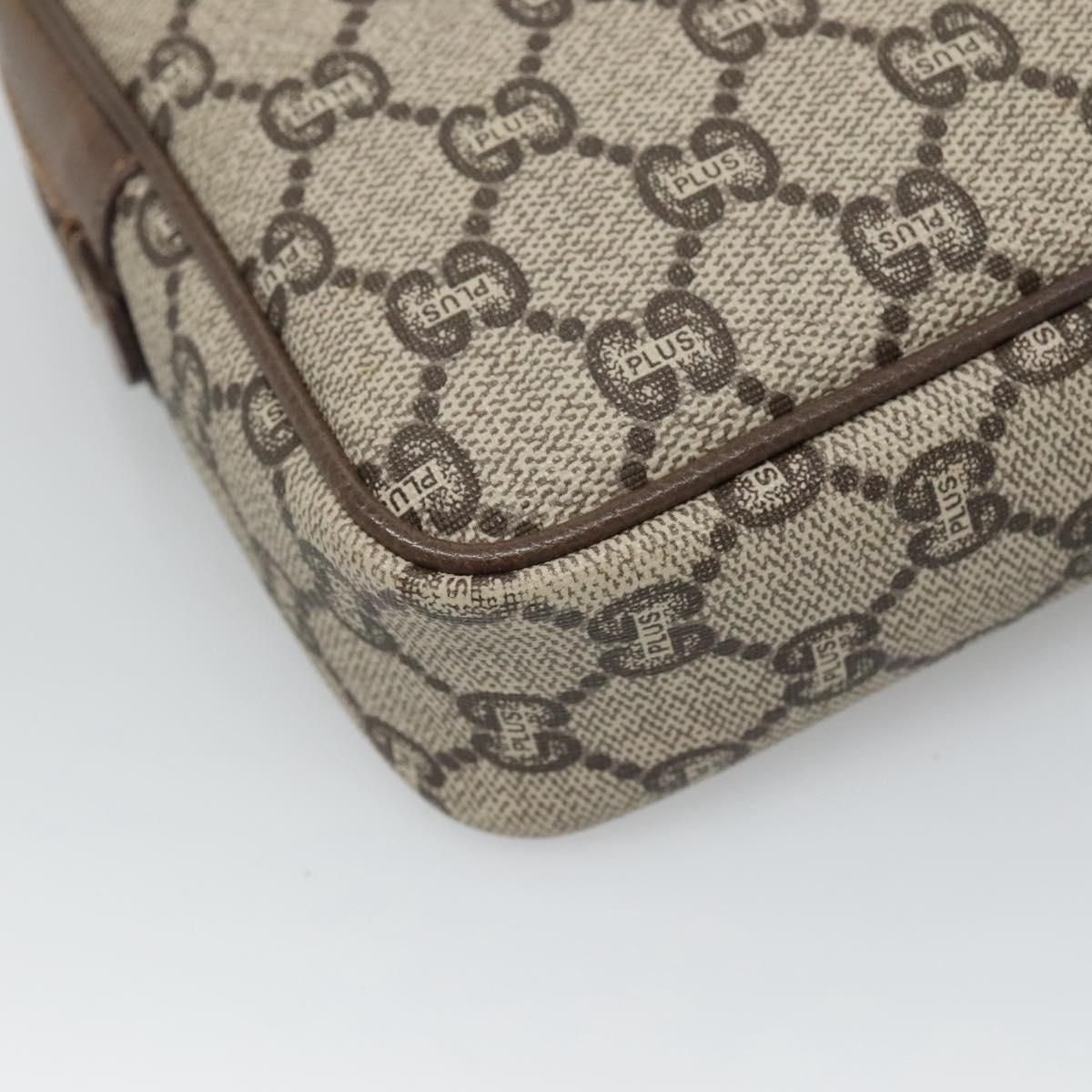 Gucci Gg Plus Supreme Clutch Bag Pvc Beige Brown Auth