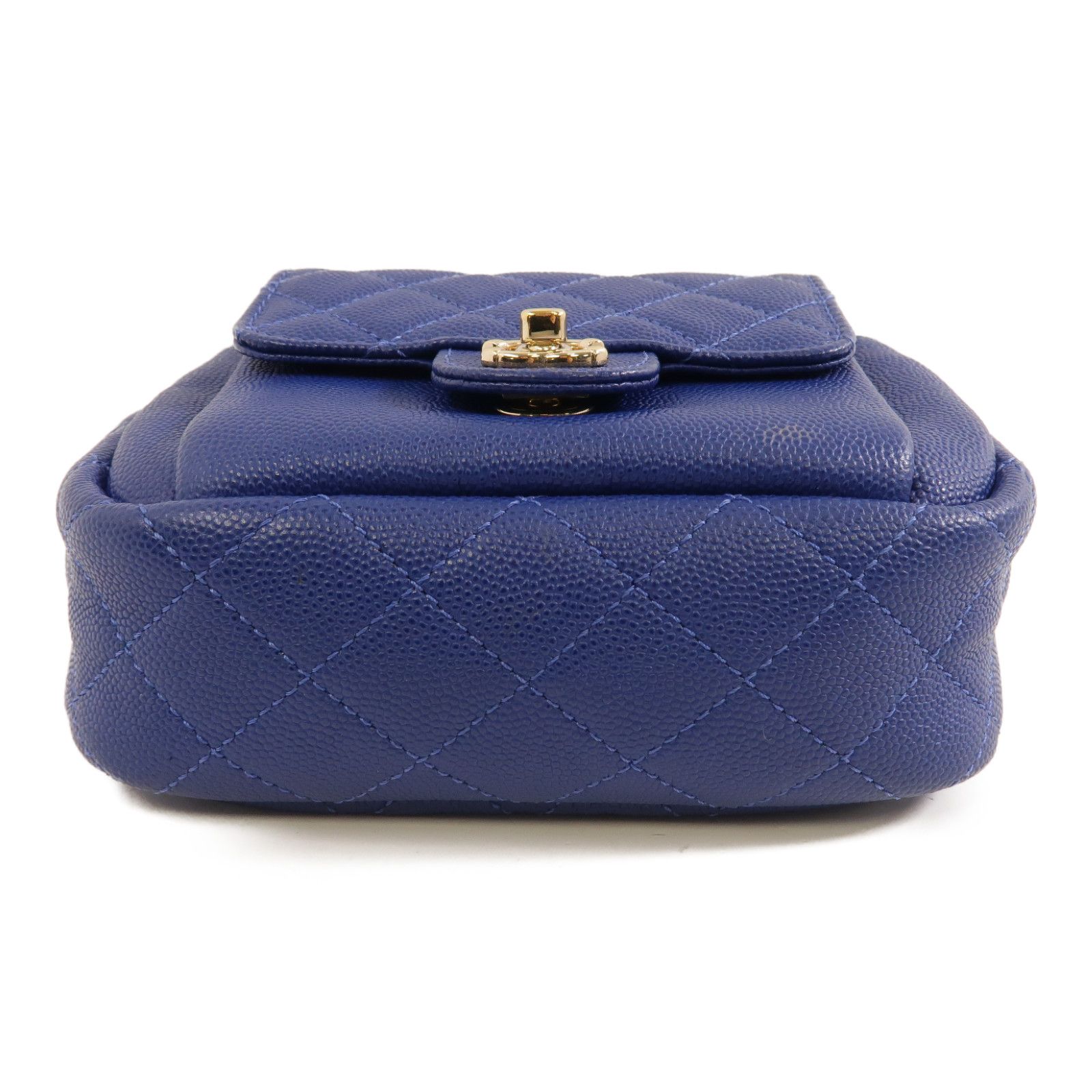 Chanel Caviar Quilted CC Day Camera Case Blue