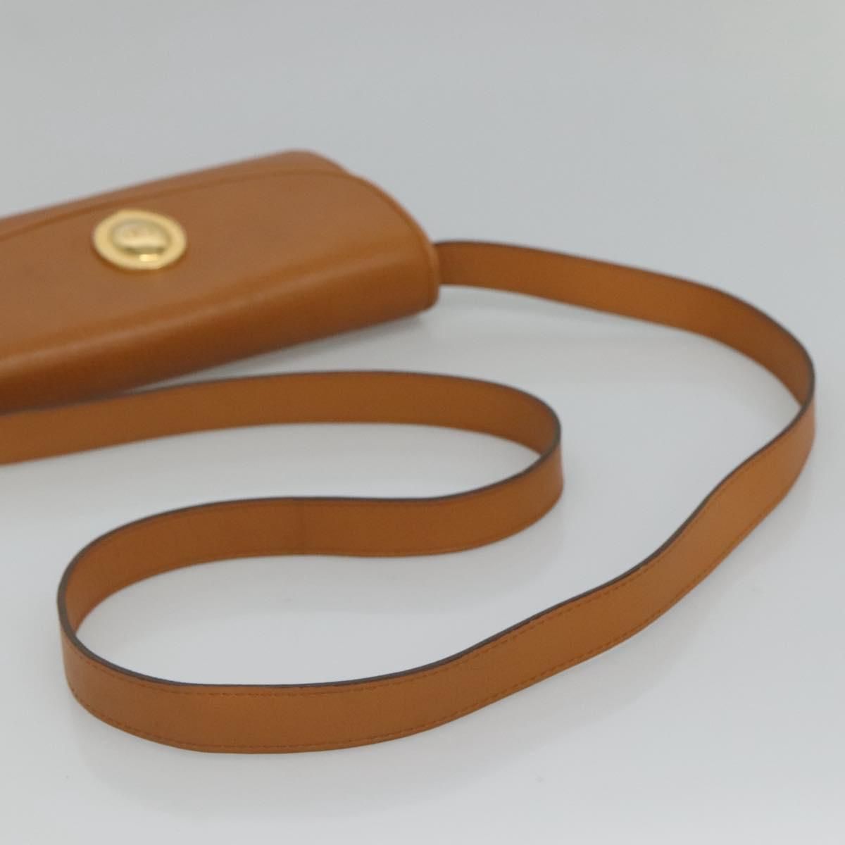 Christian Dior Shoulder Bag Leather Beige Auth