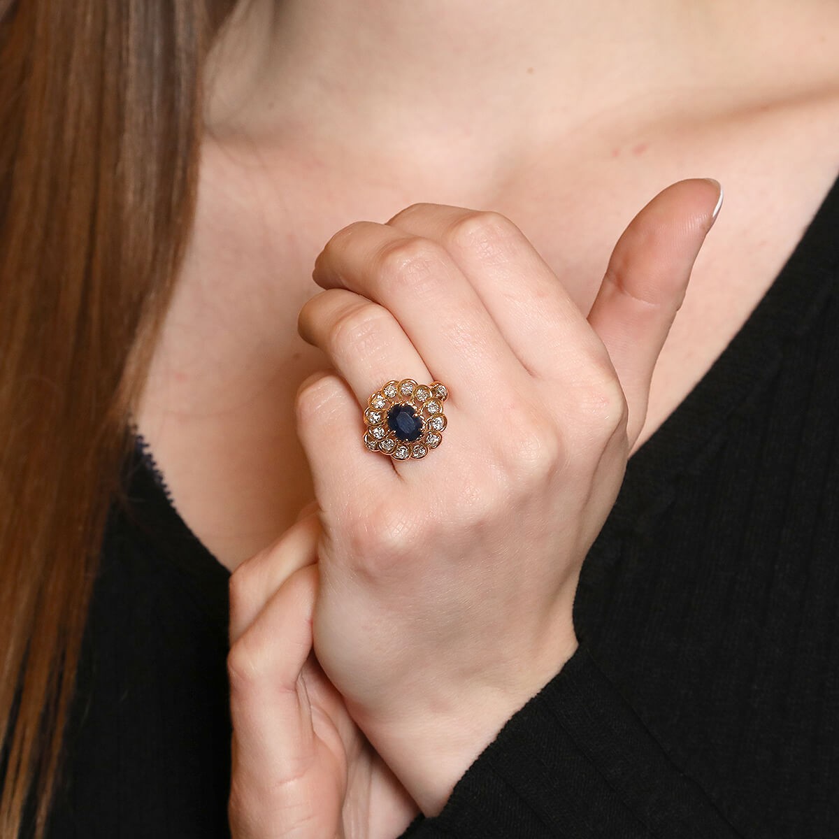 Mauboussin sapphire, diamonds and gold ring