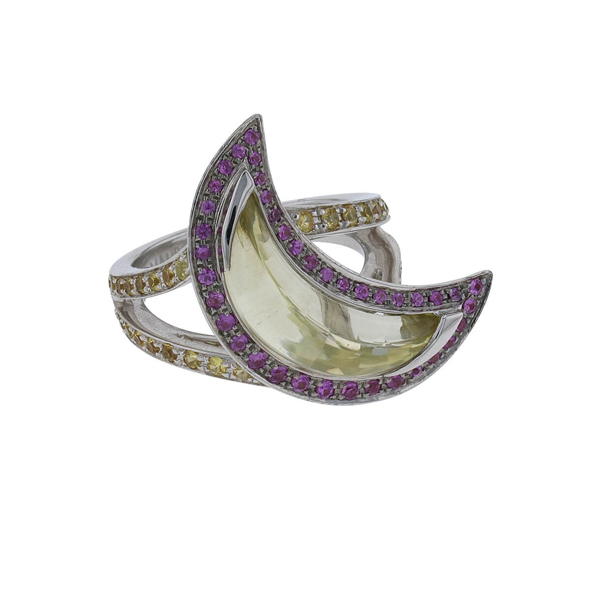 Mauboussin Subtil Songe prasiolite, pink sapphires and gold ring
