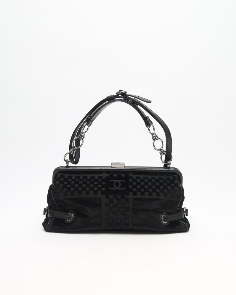 Chanel CC Checkered Velvet Shoulder Bag