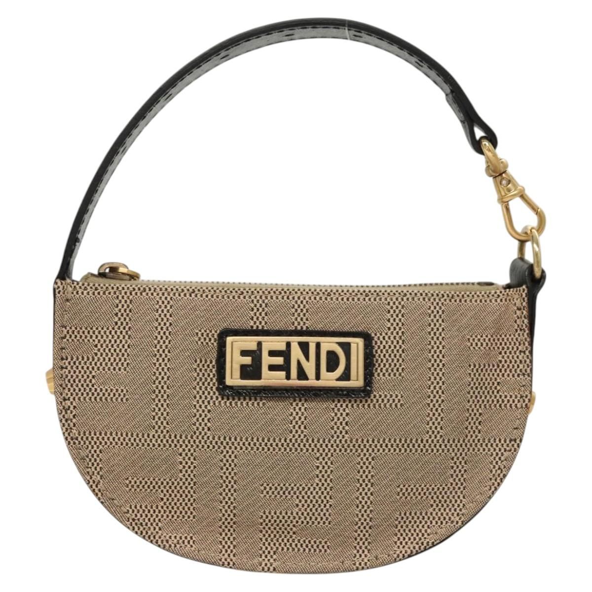 Fendi Zucca Canvas Accessory Pouch Beige Gold Auth