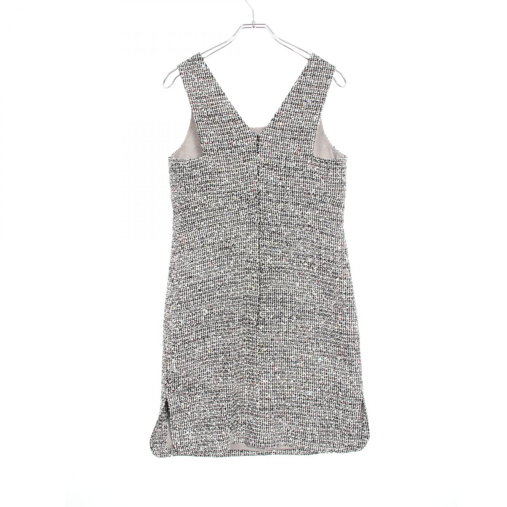 Chanel Black White Multicolor Tweed Dress Cotton Wool P 50613v 37597