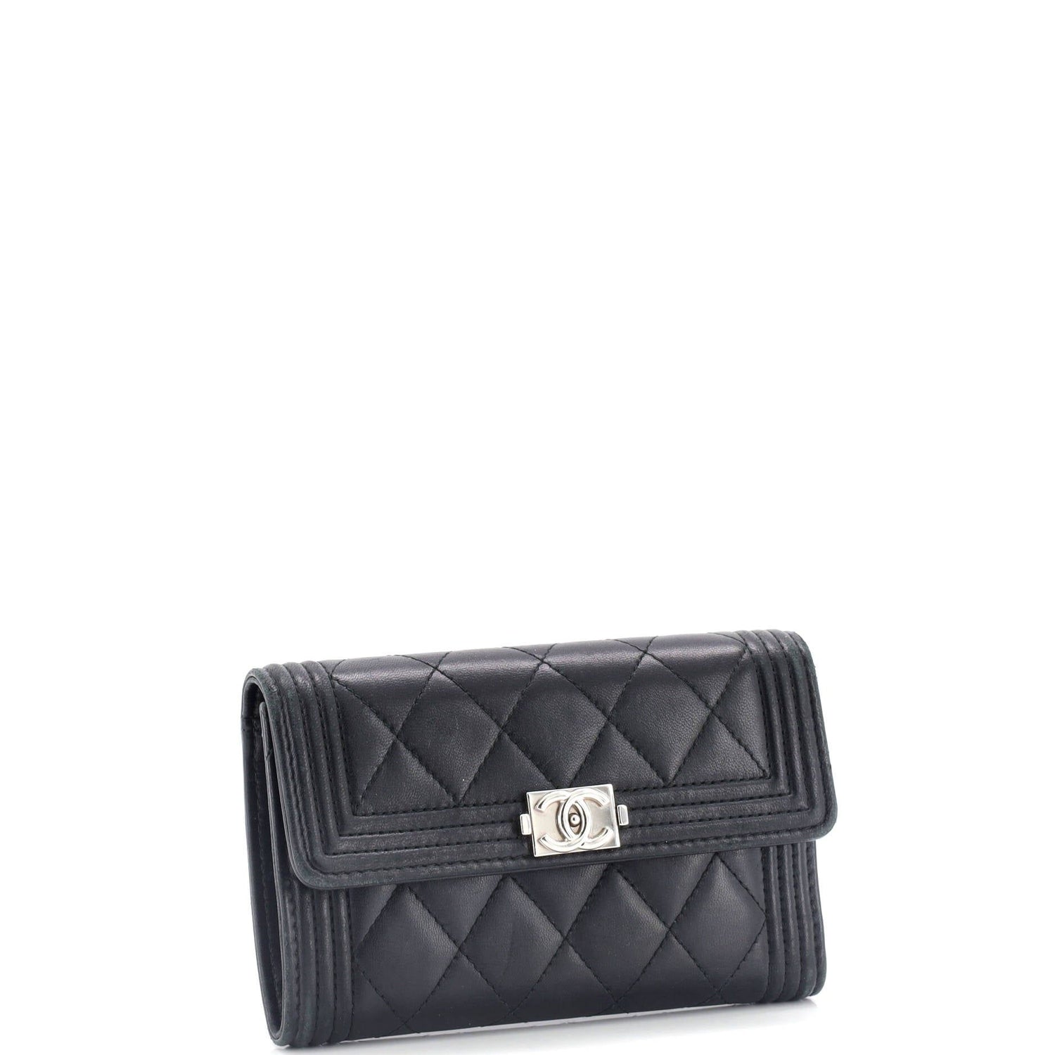 Chanel Boy Trifold Flap Wallet Quilted Lambskin Medium