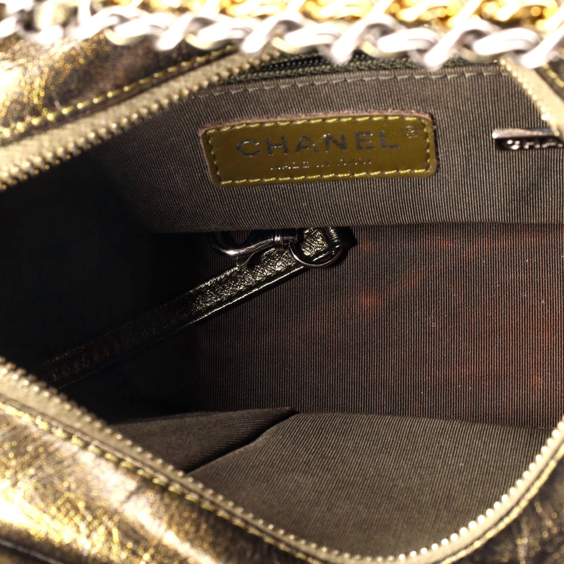 Chanel Gabrielle Hobo Chevron Metallic Aged Calfskin Small