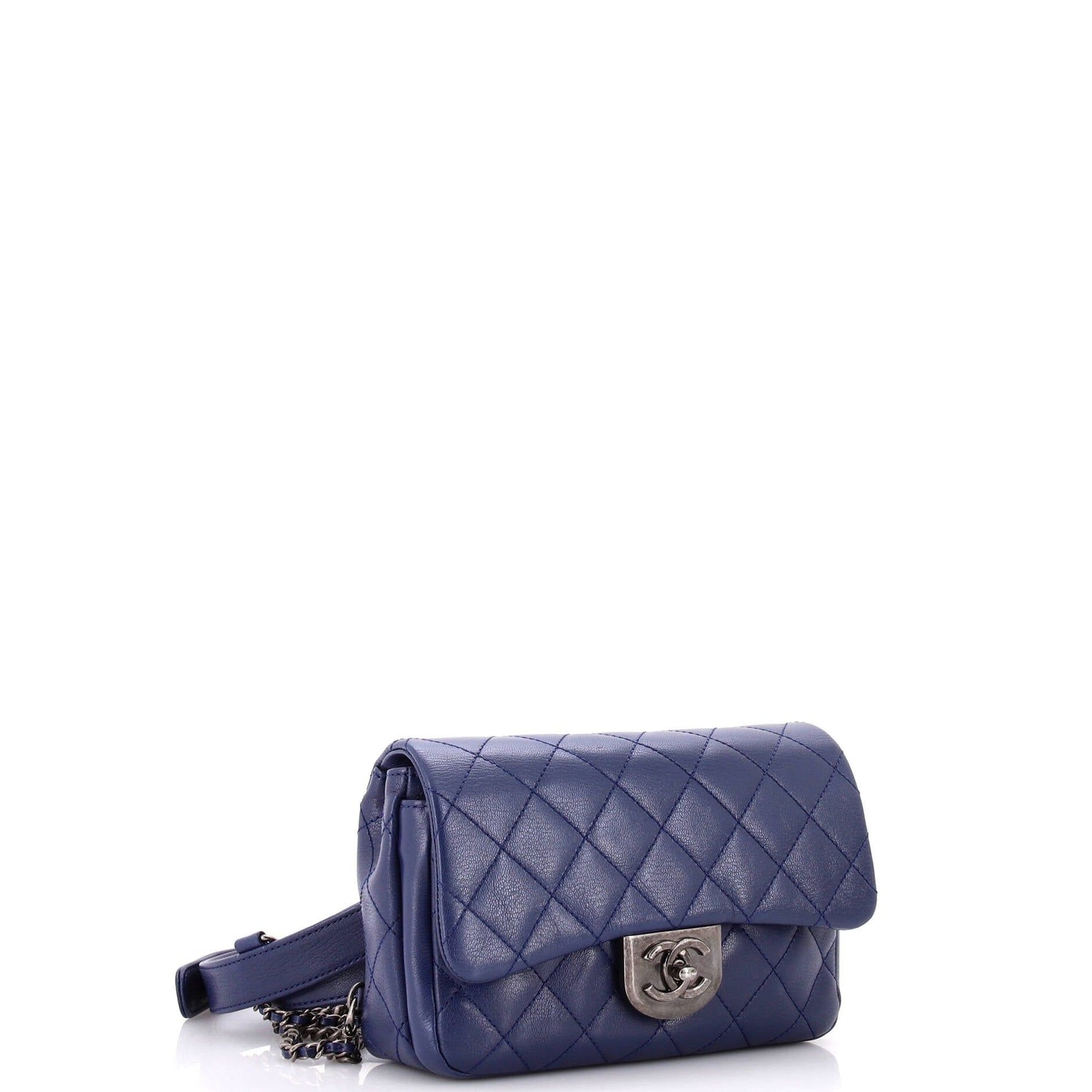 Chanel Double Carry Chain Waist Bag Quilted Goatskin Small