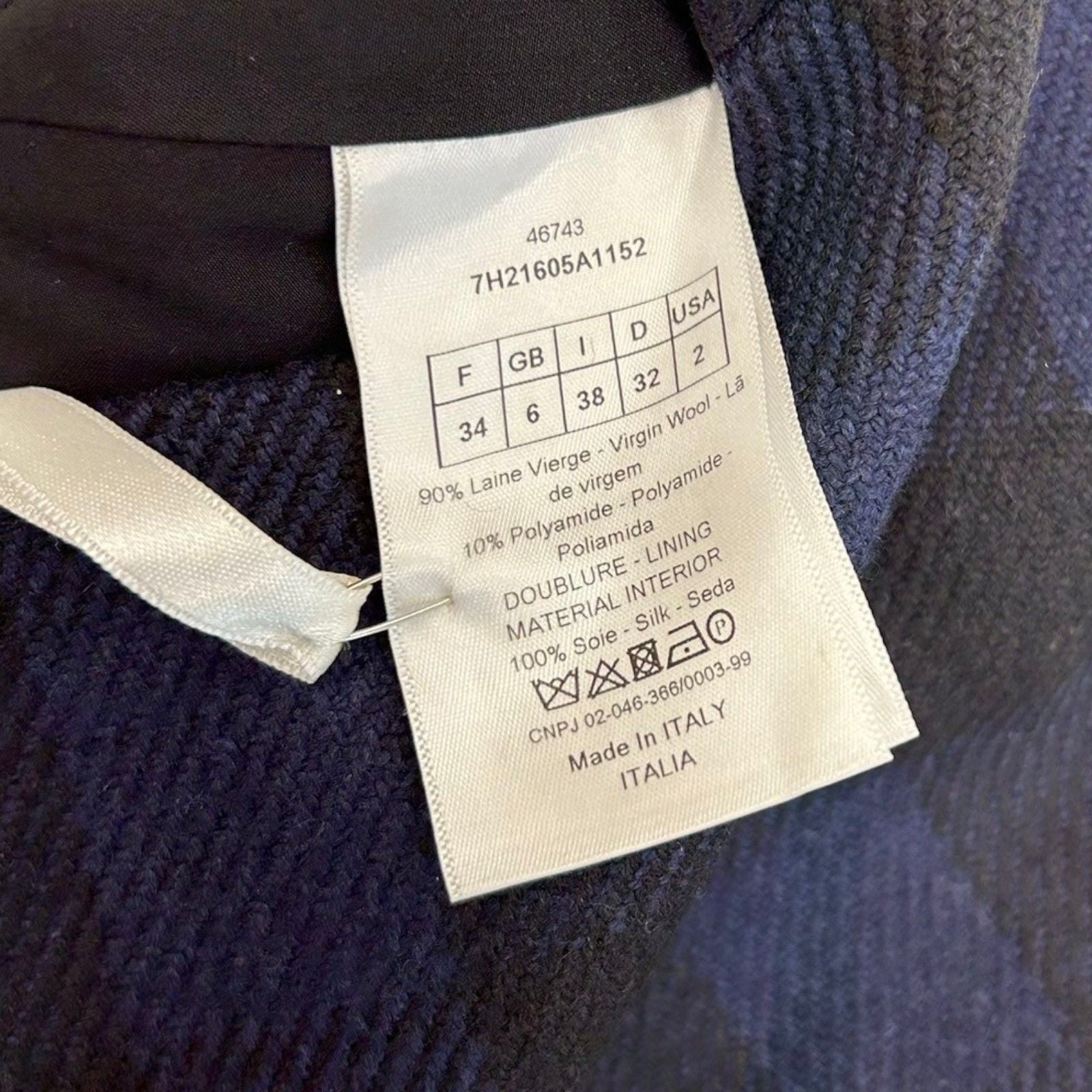 Dior Check One Peice Dress Wool Blue 34