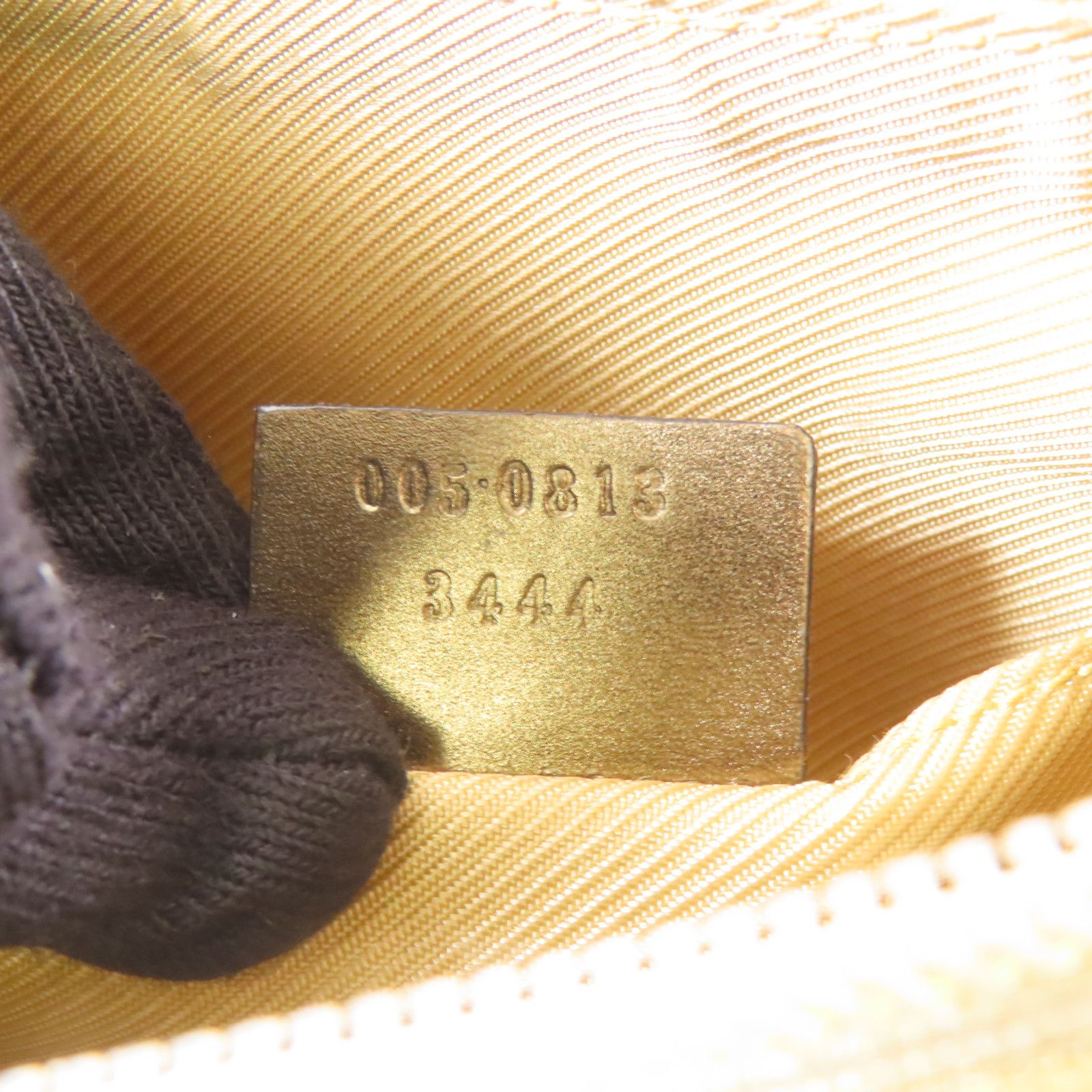 Gucci Canvas/leather Shoulder Bag Silver Shoulder Bag Golden Shoulder Bag Gold Gg Canvas 005.0813