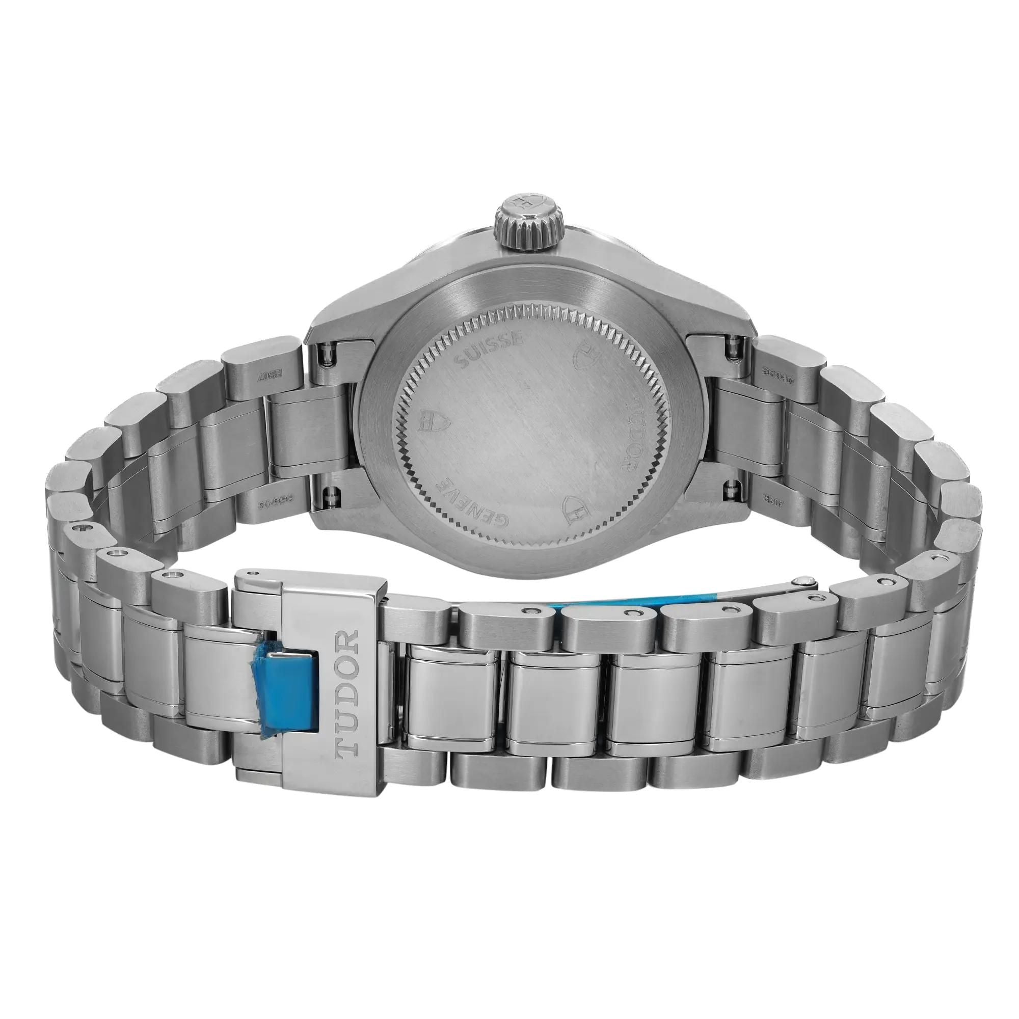 Tudor Style 28mm Steel Black Diamond Dial Ladies Automatic Watch 12100-0004