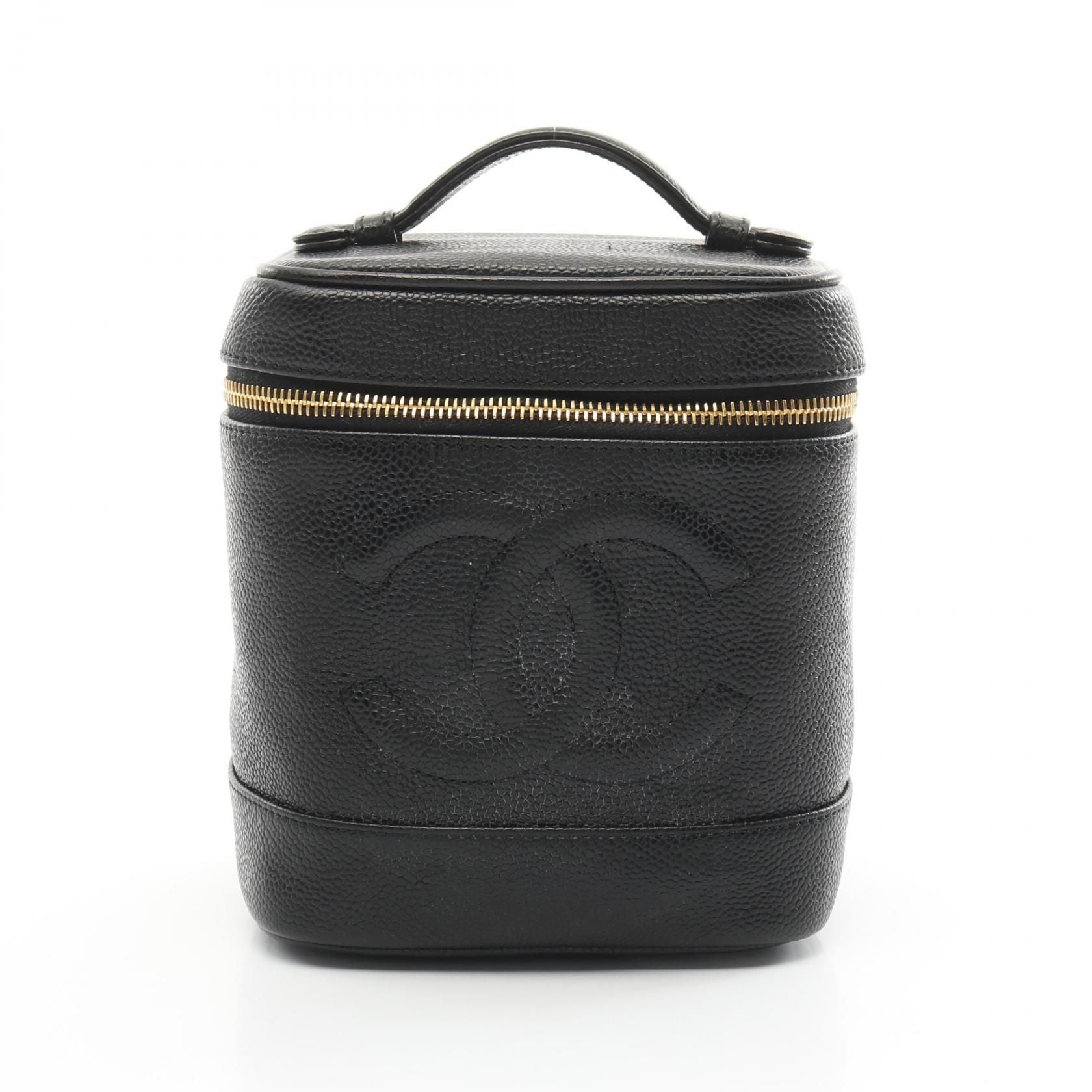 Chanel Black Coco Mark Handbag Leather Grained Calfskin A 01998