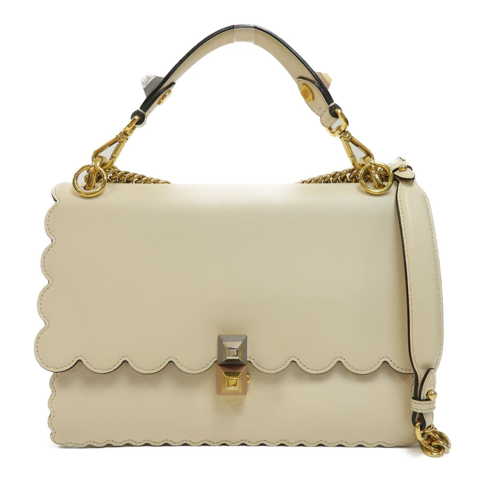 Fendi Vitello Liberty Scalloped Studded Kan I Shoulder Bag