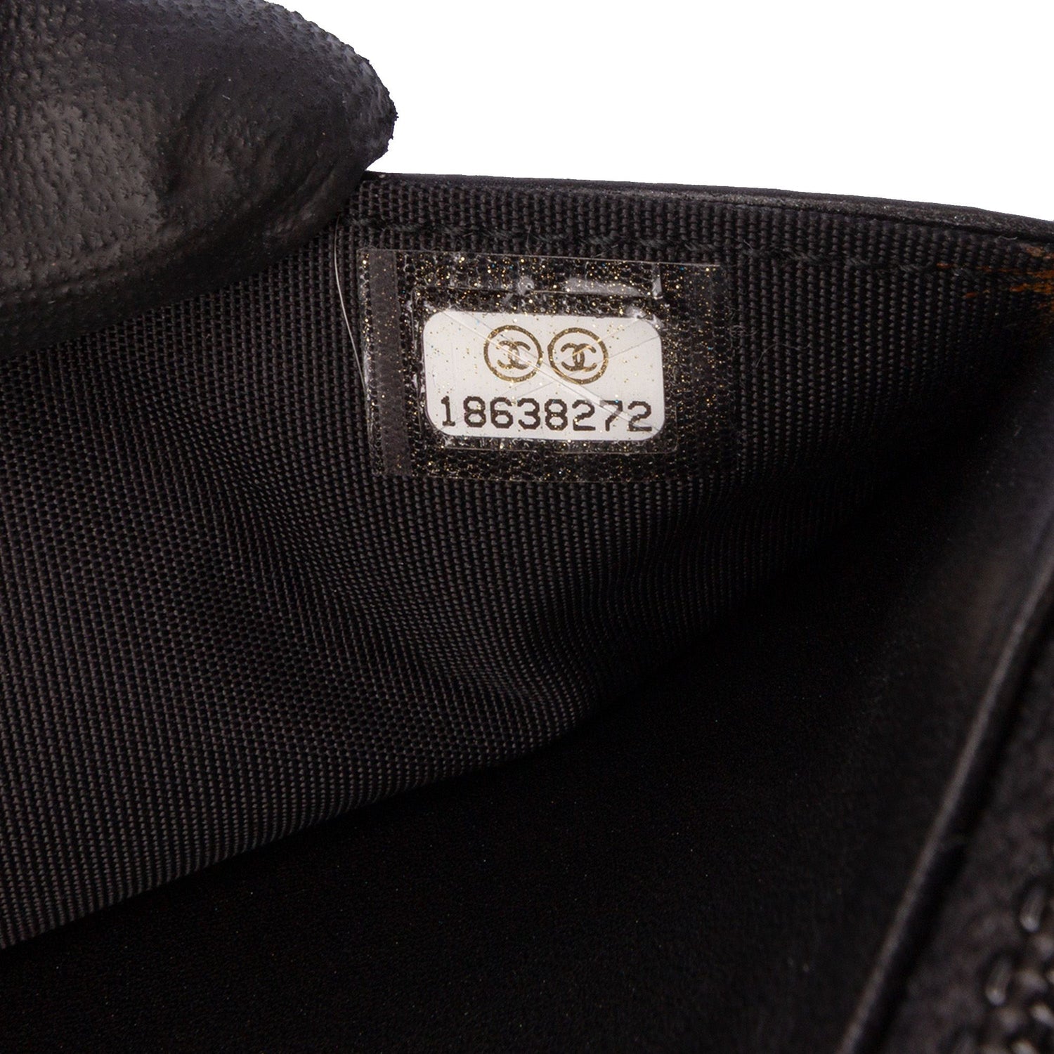 Chanel CC Embossed Lambskin Wallet On Chain Black