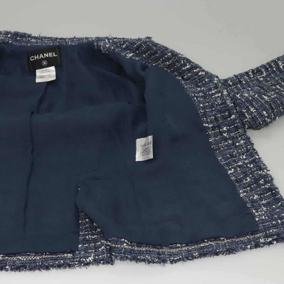 Chanel Jacket 34 Jacket Tweed 34 Blue Cc Auth