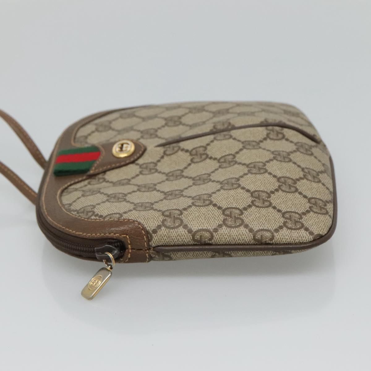 Gucci Gg Supreme Web Sherry Line Shoulder Bag Pvc Beige Red Green Auth