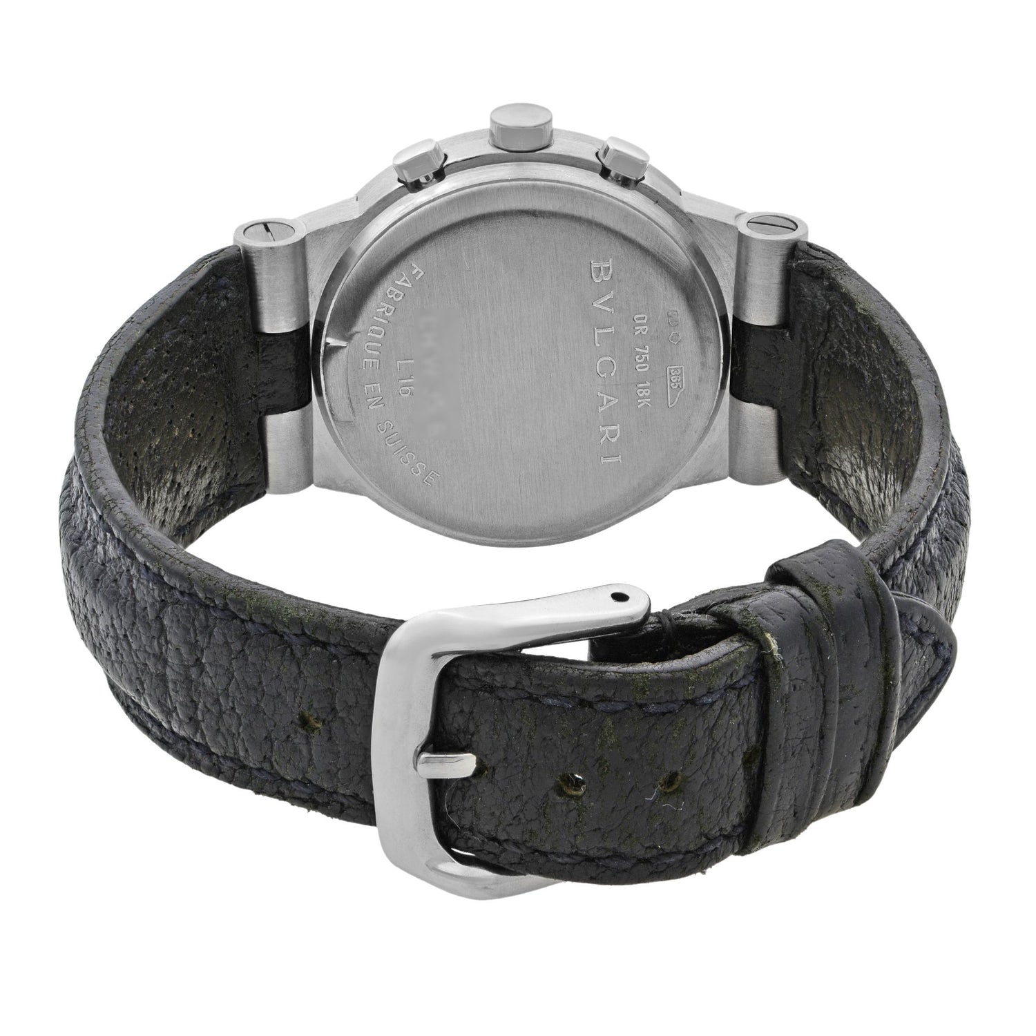 Bvlgari Diagono 18k White Gold Black Dial Quartz Unisex Watch CHW35G
