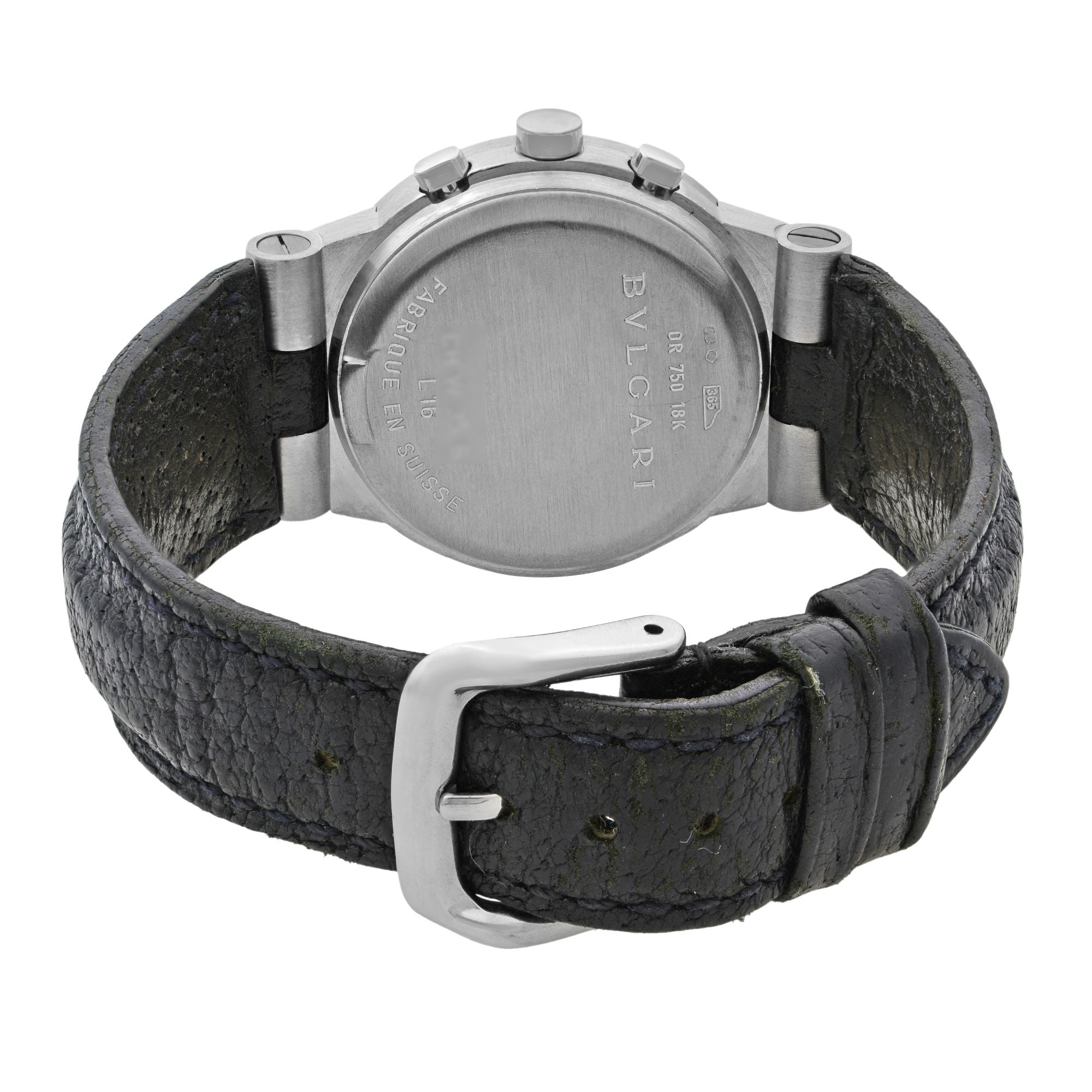 Bvlgari Diagono 18k White Gold Black Dial Quartz Unisex Watch CHW35G