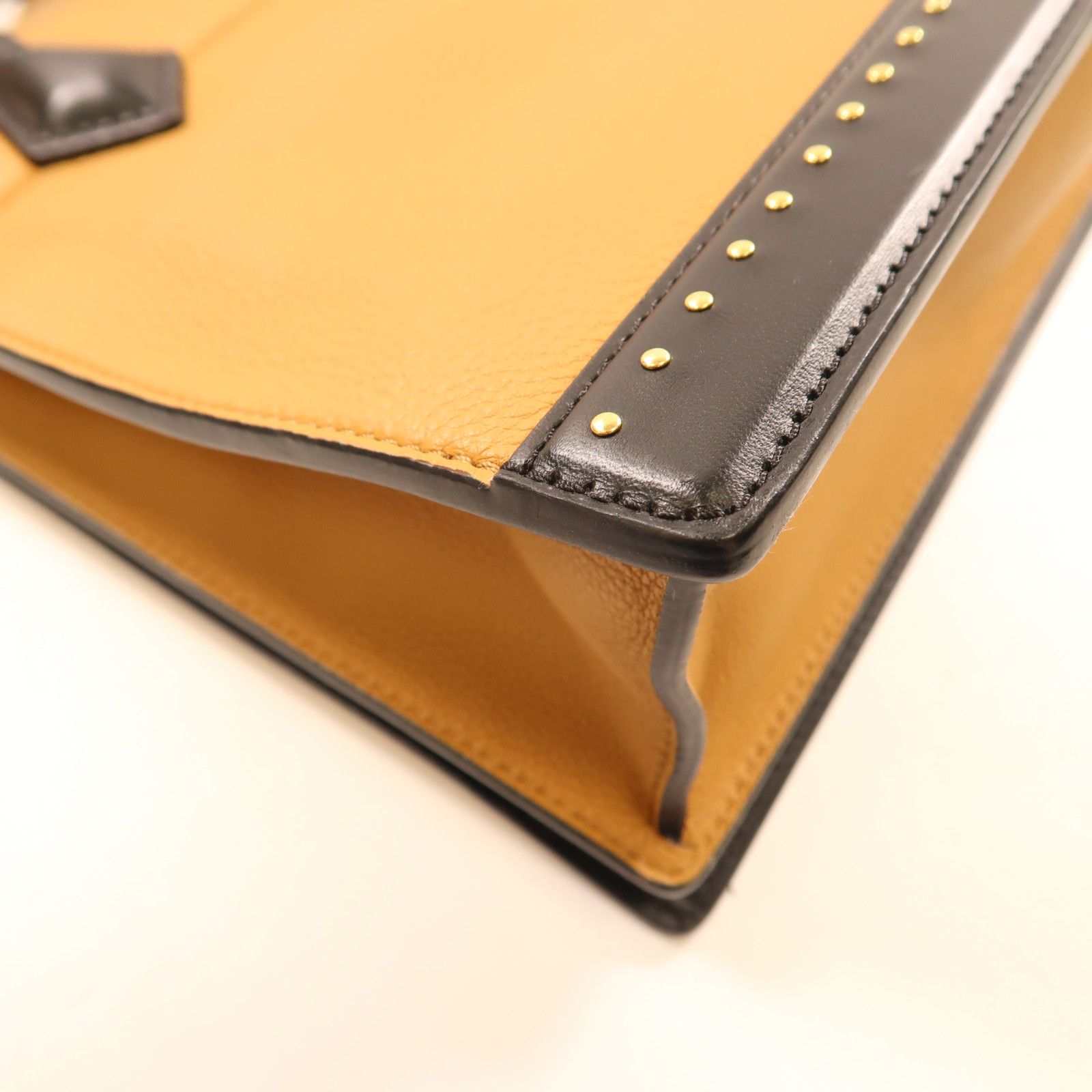Louis Vuitton Cowhide Leather Studs Bicolor Hand-turn Shoulder Bag Beige Black Beige/black 2way Shoulder Bag M 51654