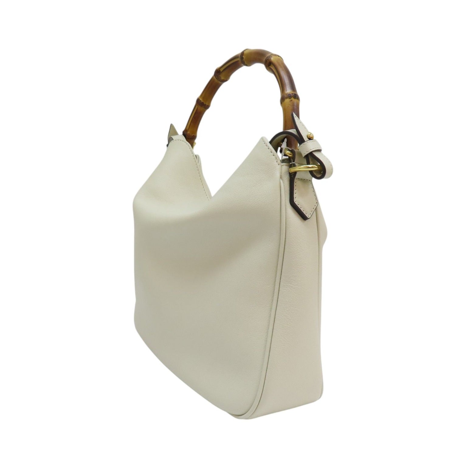 Gucci Diana Medium Bamboo Shoulder Handbag White Leather 746124