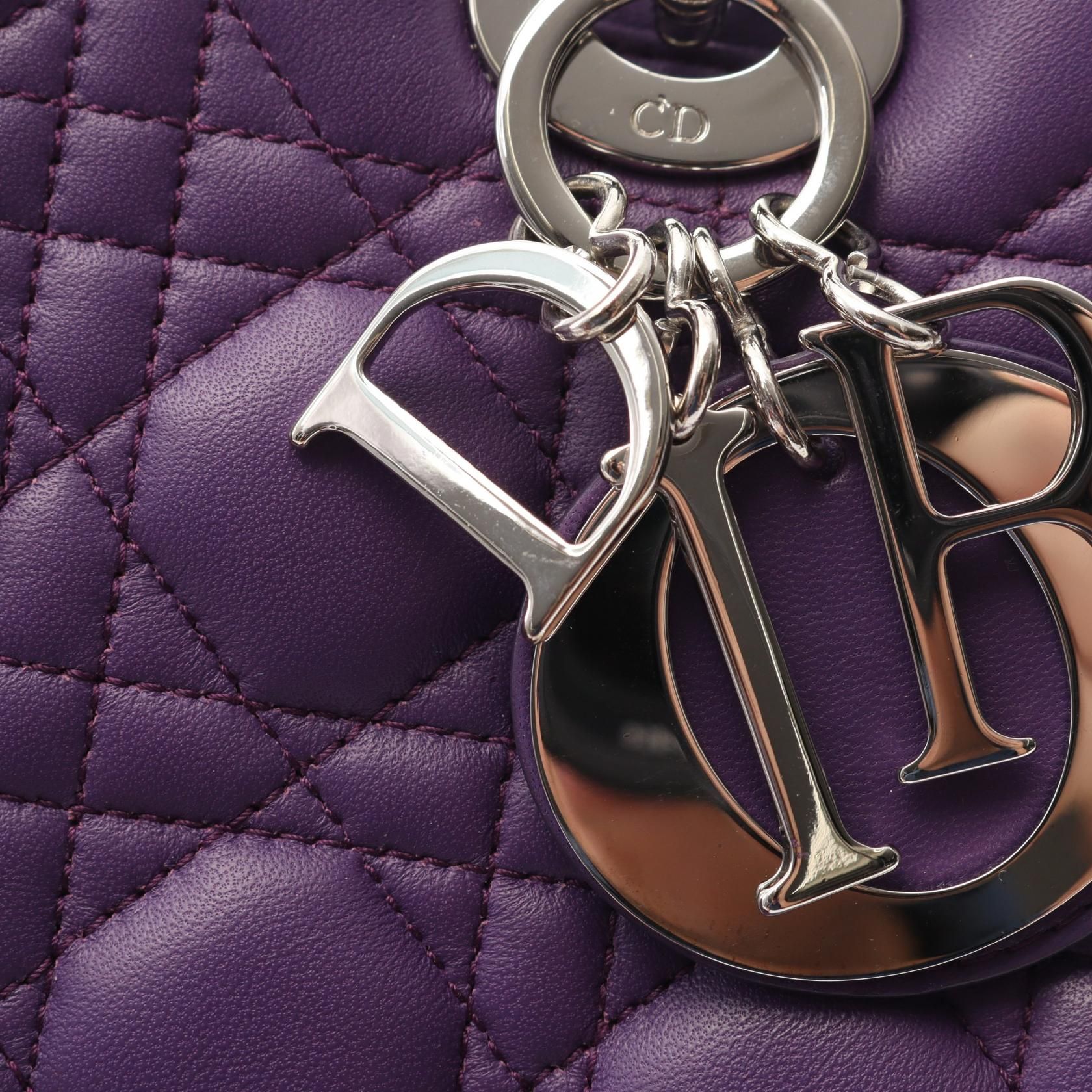 Dior Lady Dior Christian Dior Handbag Purple Leather Cal 44551