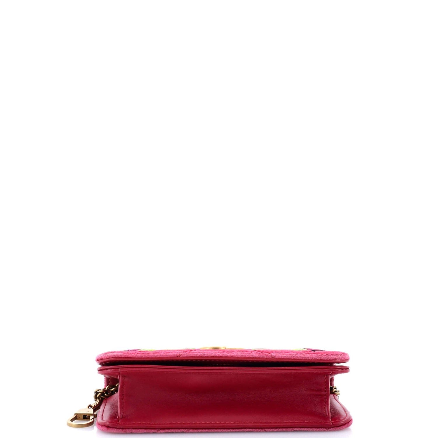 Gucci GG Marmont Chain Flap Bag Embroidered Matelasse Velvet Mini