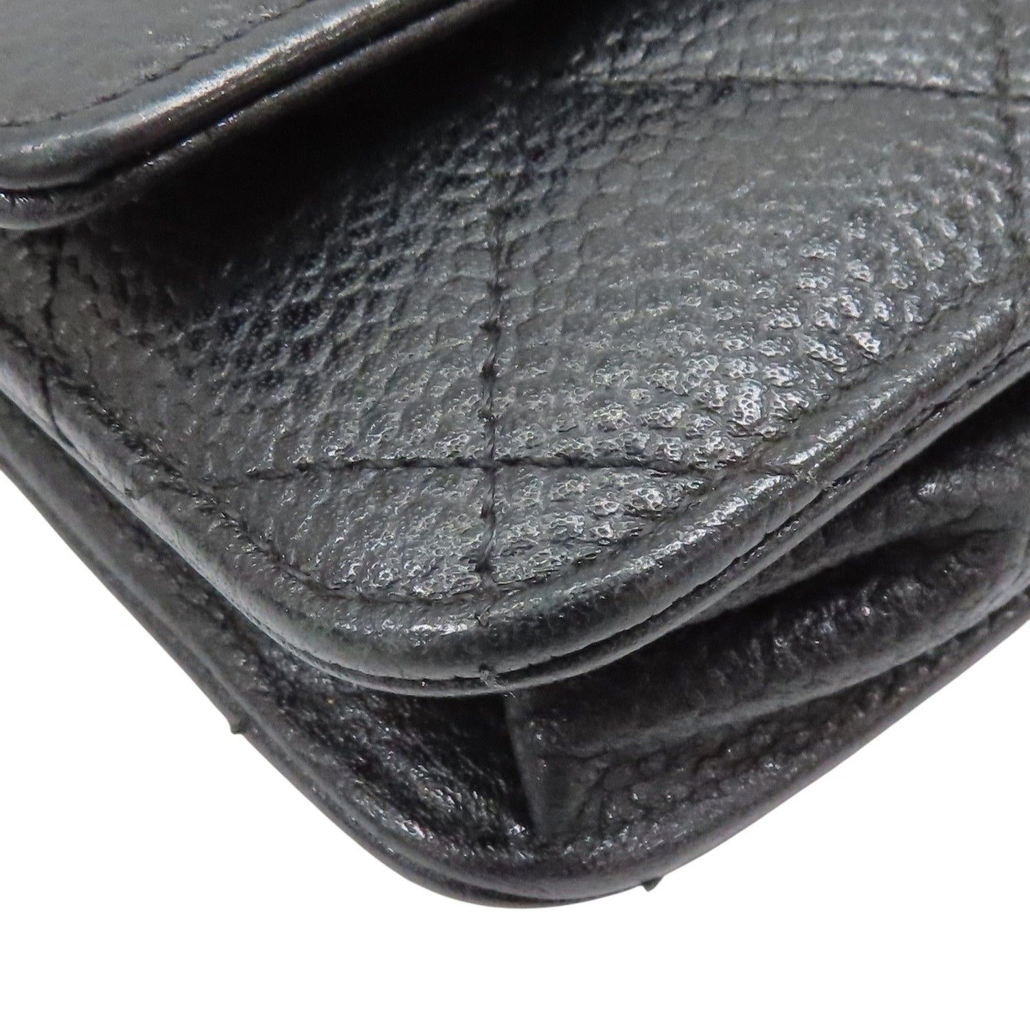Chanel Woc Wallet On Chain Shoulder Bag Black Quilted Grained Calfskin