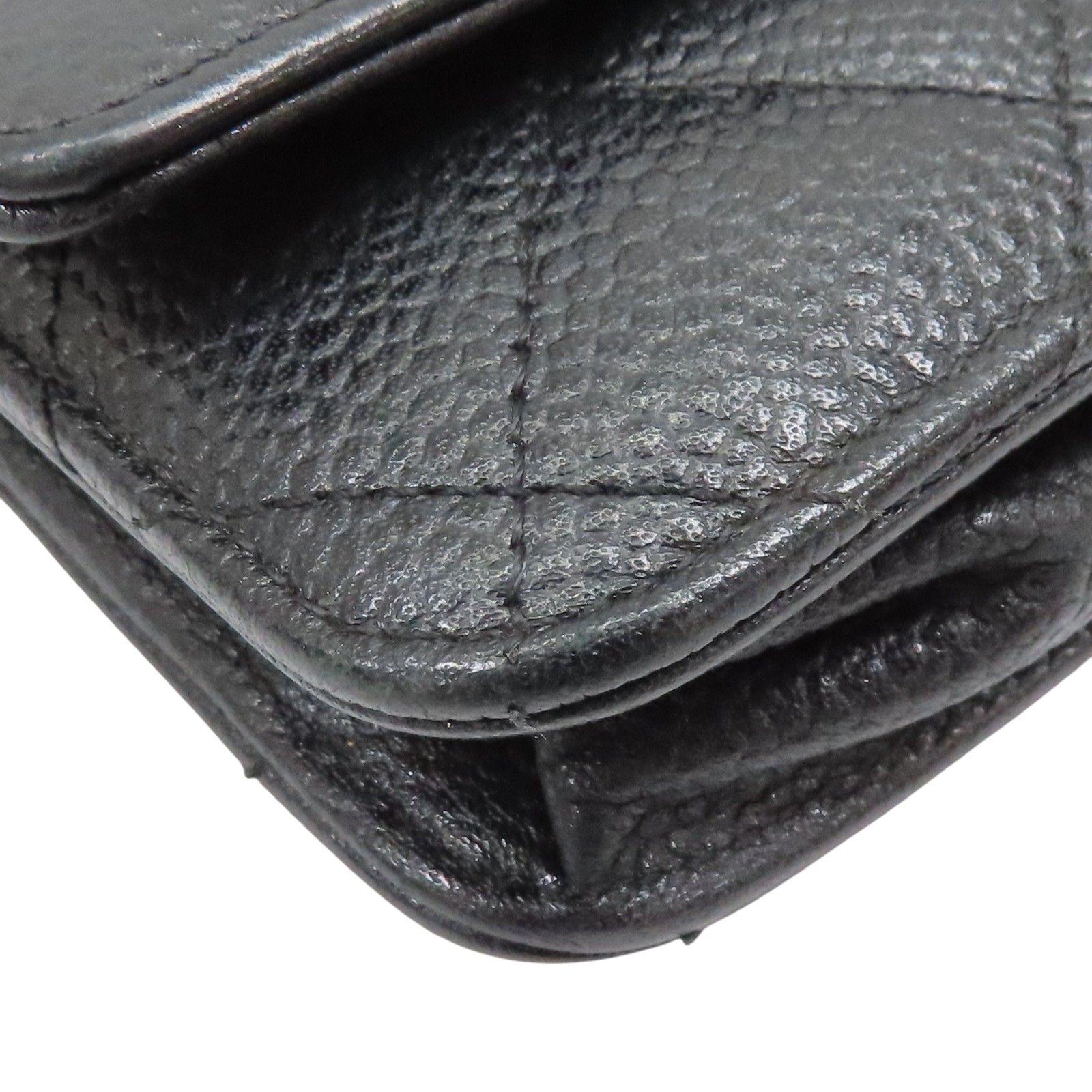 Chanel Woc Wallet On Chain Shoulder Bag Black Quilted Grained Calfskin