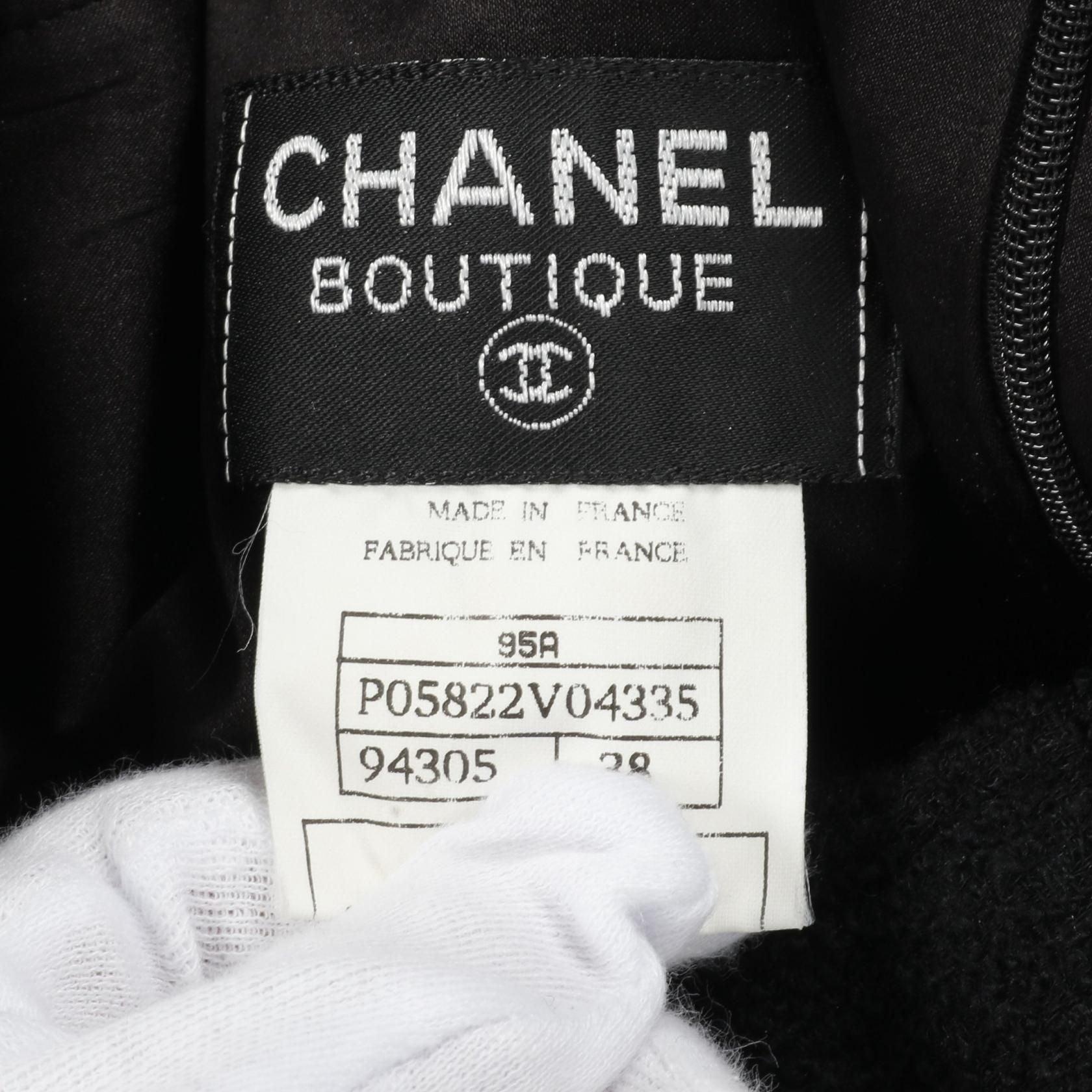 Chanel Black Coco Mark Button Dress Wool P 05822v 04335
