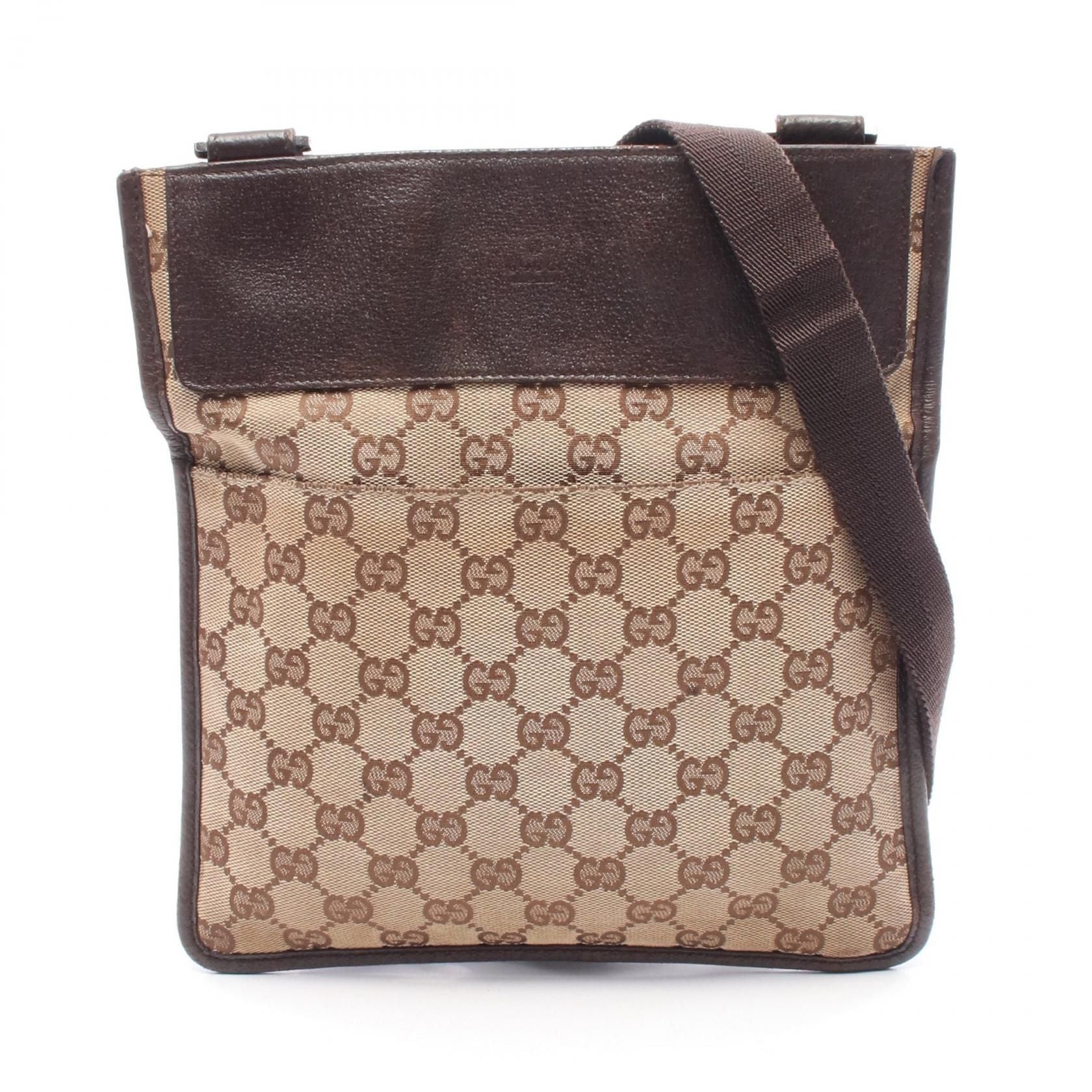 Gucci Gg Canvas Shoulder Bag Beige Brown Canvas 27639