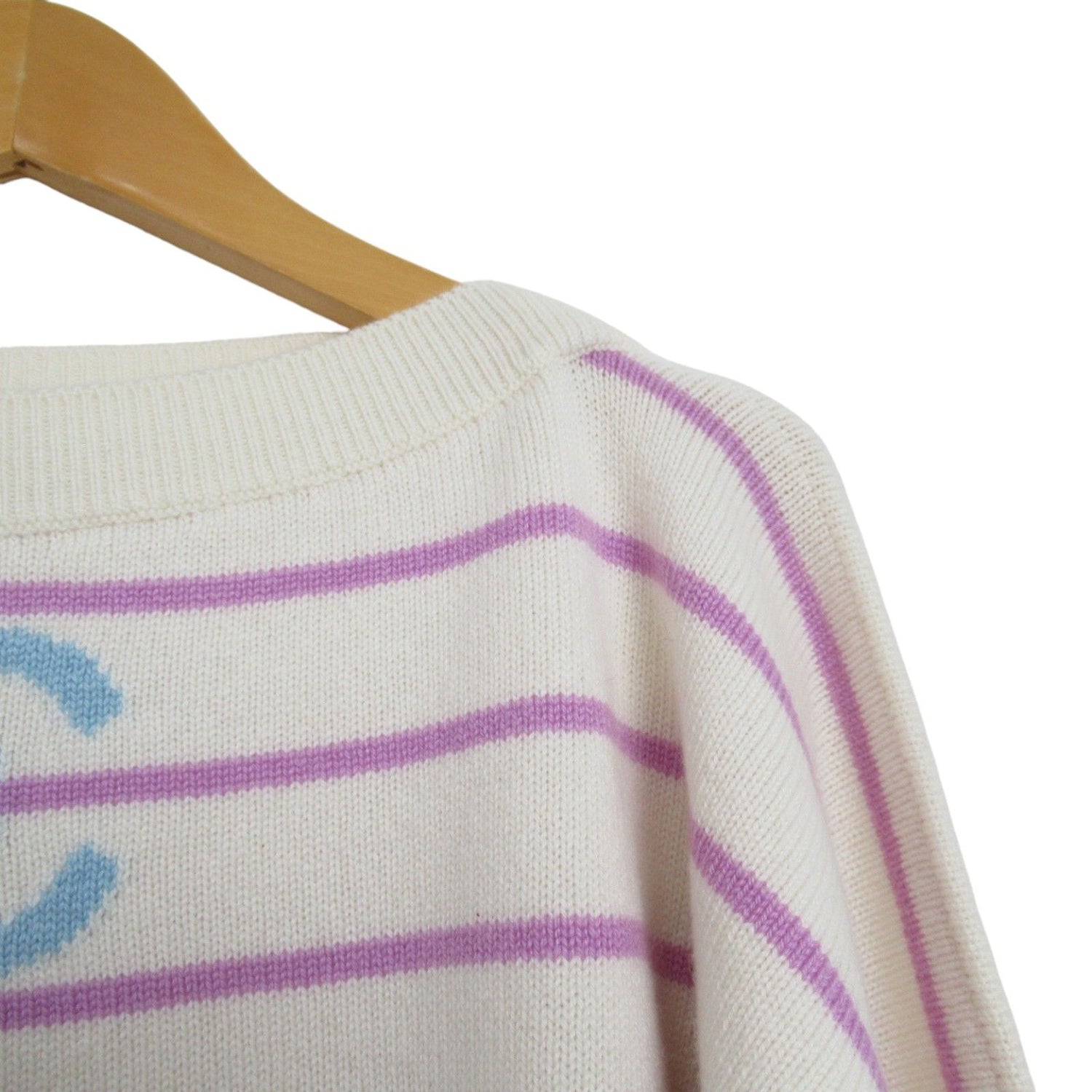 Chanel Striped Cashmere Sweater Knitwear White Multicolor 34