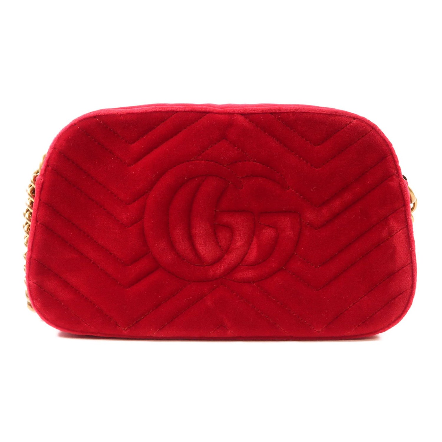 Gucci Velvet Matelasse Small GG Marmont Chain Shoulder Bag