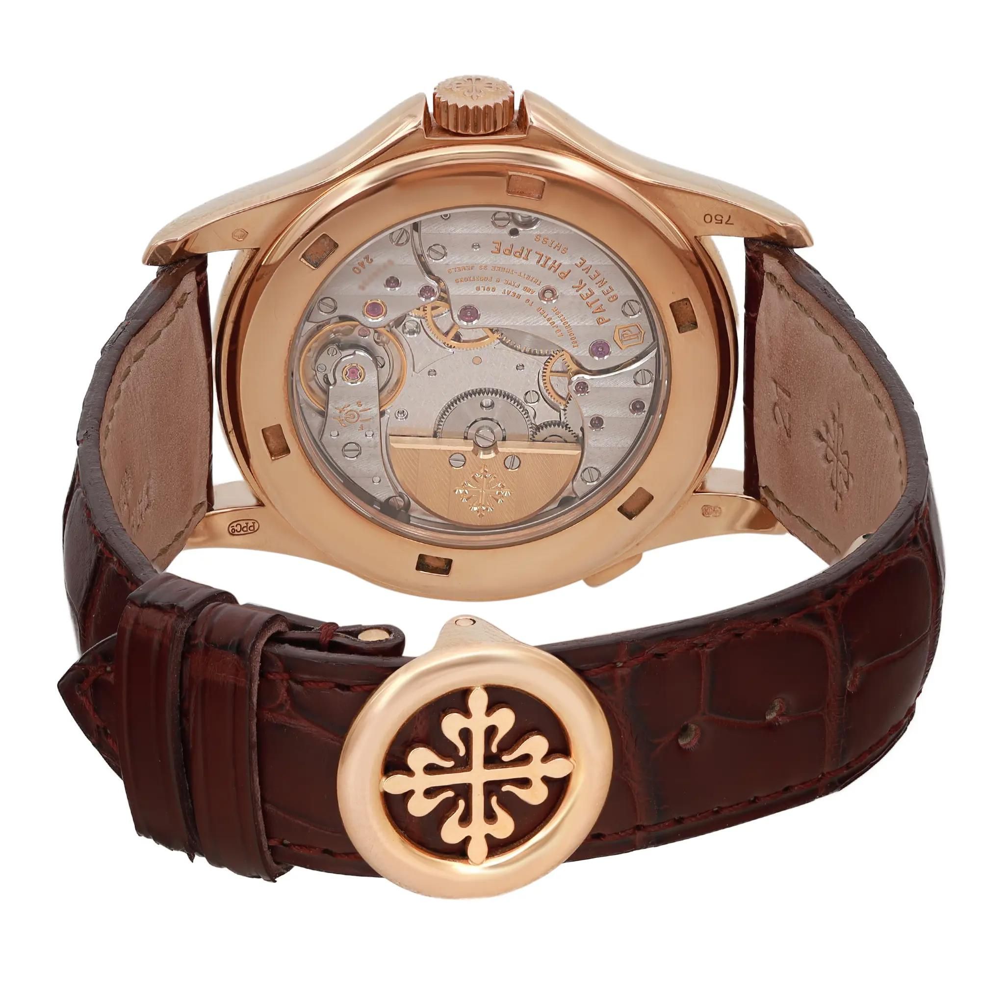 Patek Philippe World Time 18k Rose Gold Silver Dial Men Watch 5130R-001
