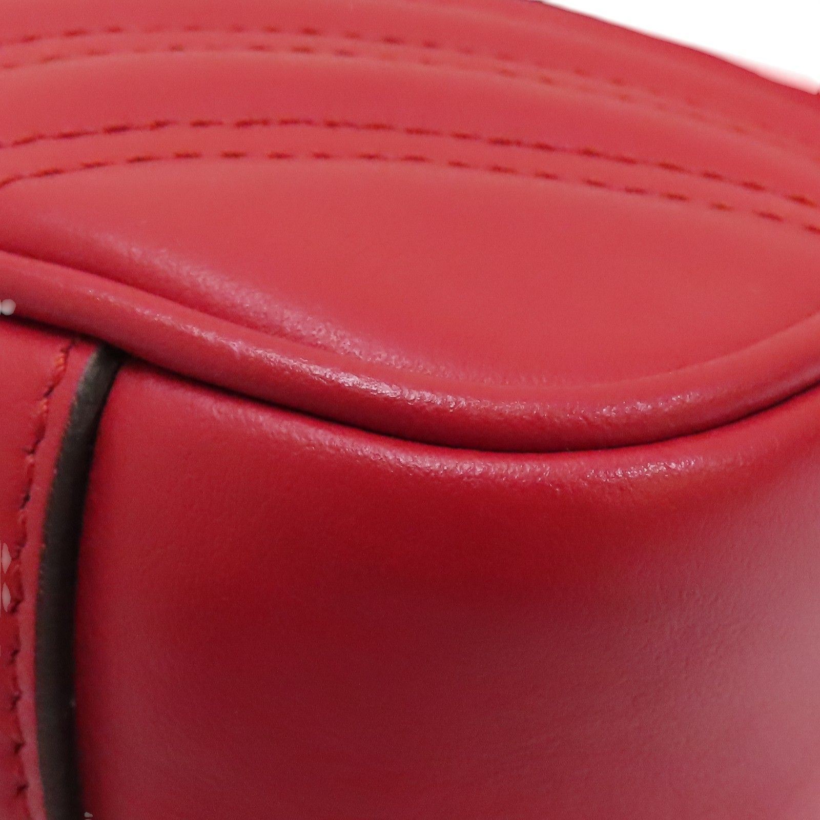 Gucci Small Gg Marmont Shoulder Bag Red Matelasse Chevron Leather 443497