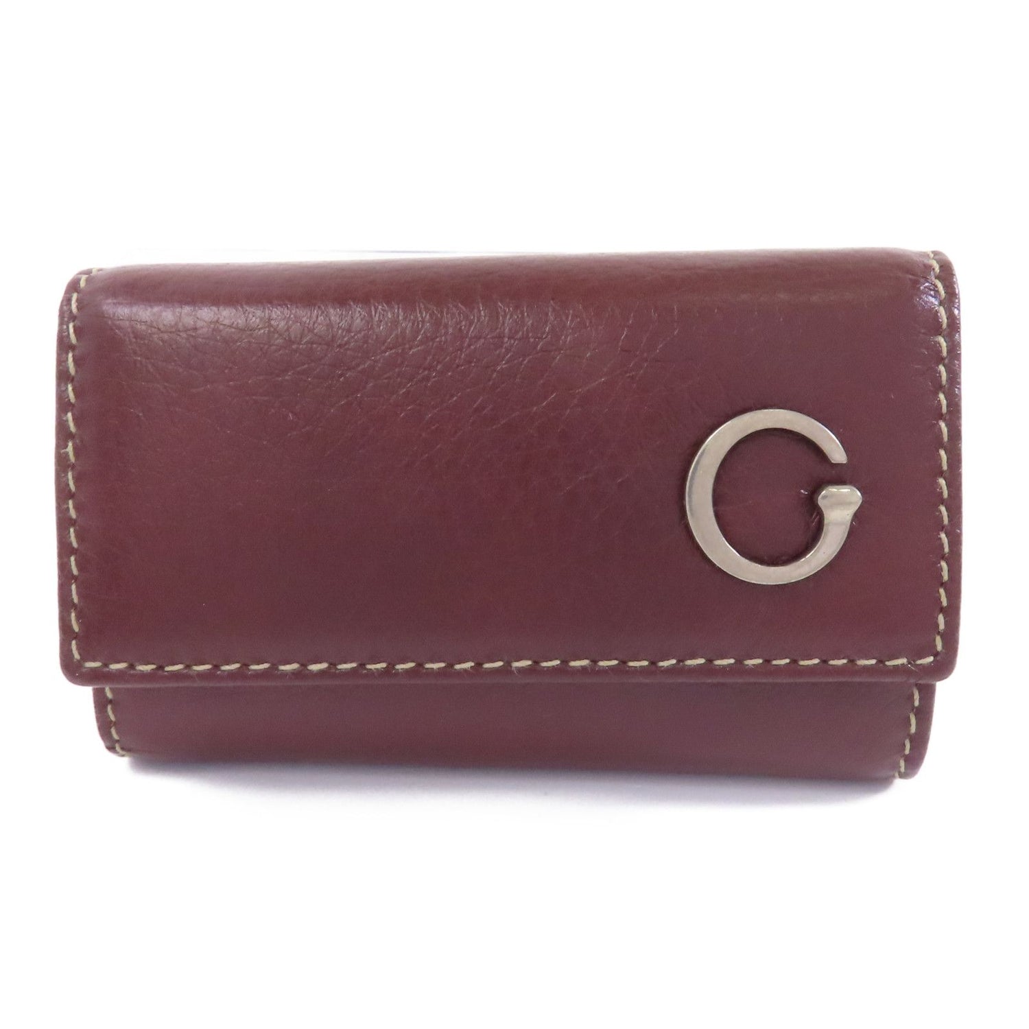 Gucci Cowhide Leather Key Case Silver Chain Spoon Baozhu Red Key Holder Bordeaux Red Calfskin (cowhide) 212177