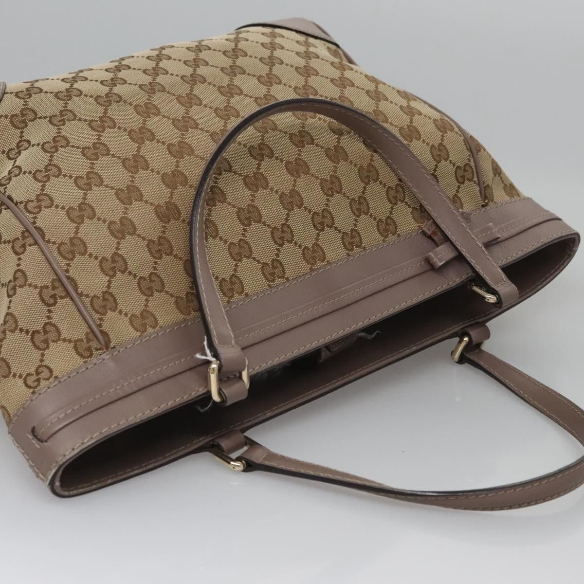 Gucci Gg Canvas Tote Bag Beige Gold 257061 Auth