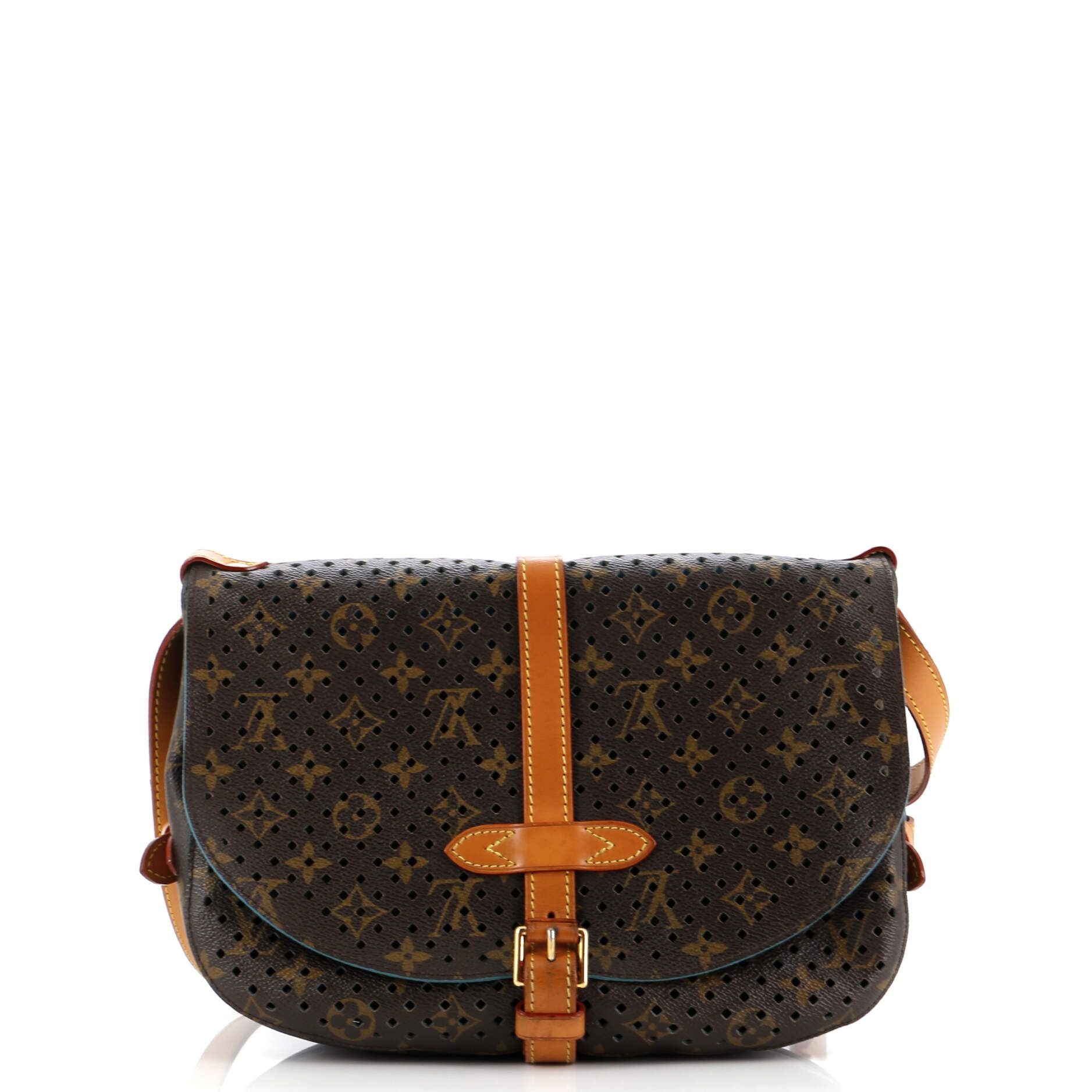 Louis Vuitton Flore Saumur Handbag Perforated Monogram Canvas