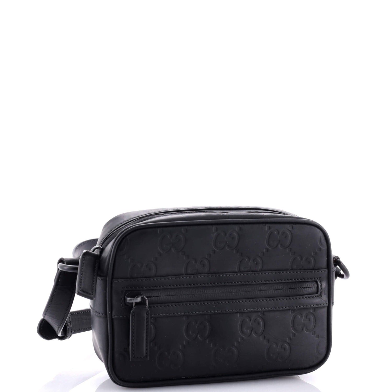 Gucci Front Zip Crossbody Gg Rubber Effect Leather Mini