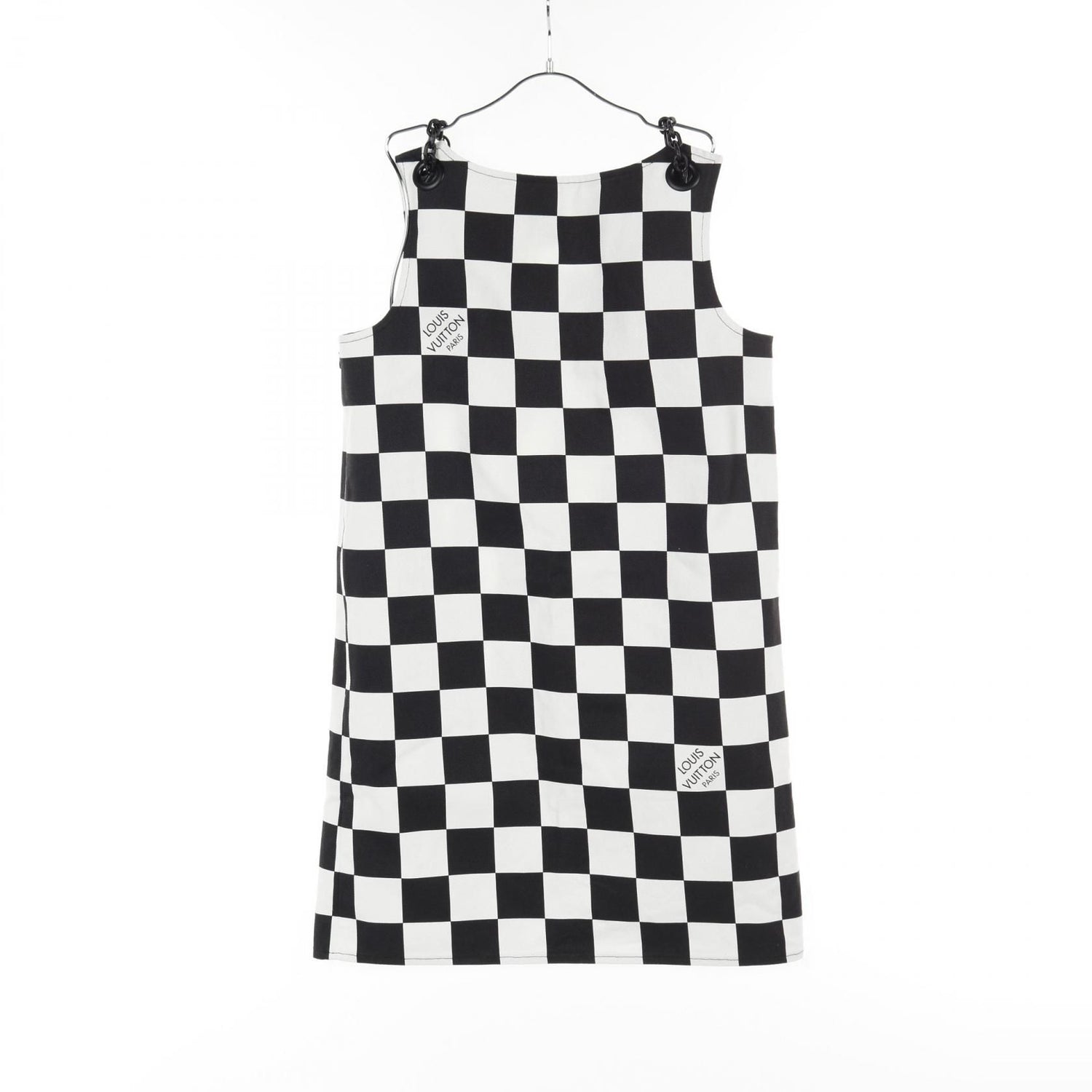 Louis Vuitton Damier Denim Chain Strap Dress Black White Dress Rw 251ww Nvu Fsdr 10