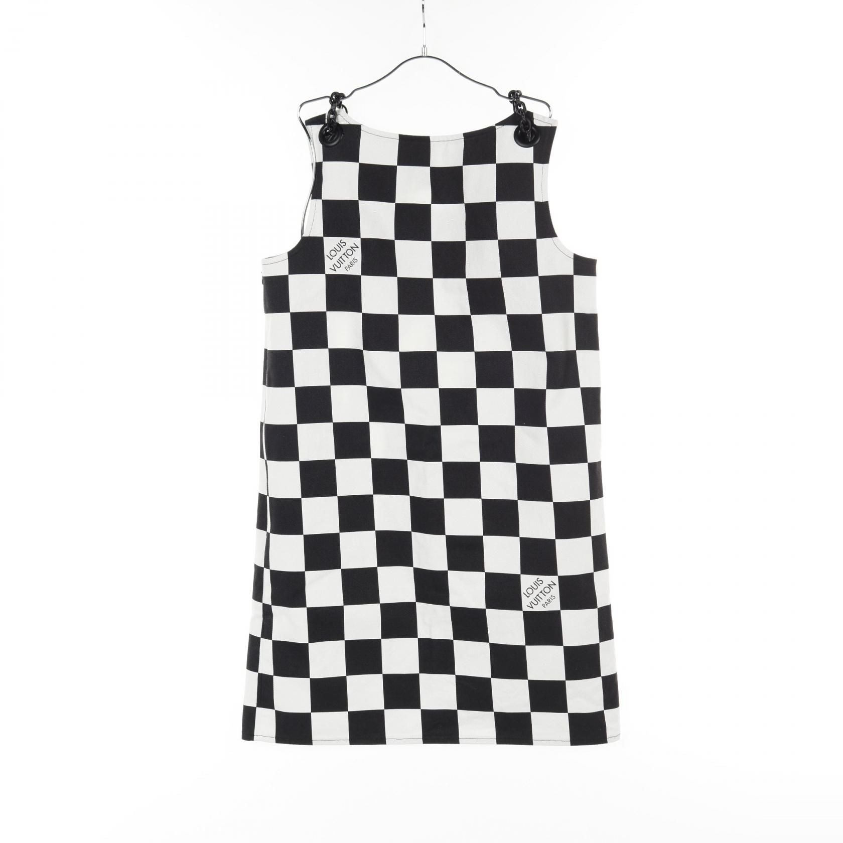 Louis Vuitton Damier Denim Chain Strap Dress Black White Dress Rw 251ww Nvu Fsdr 10