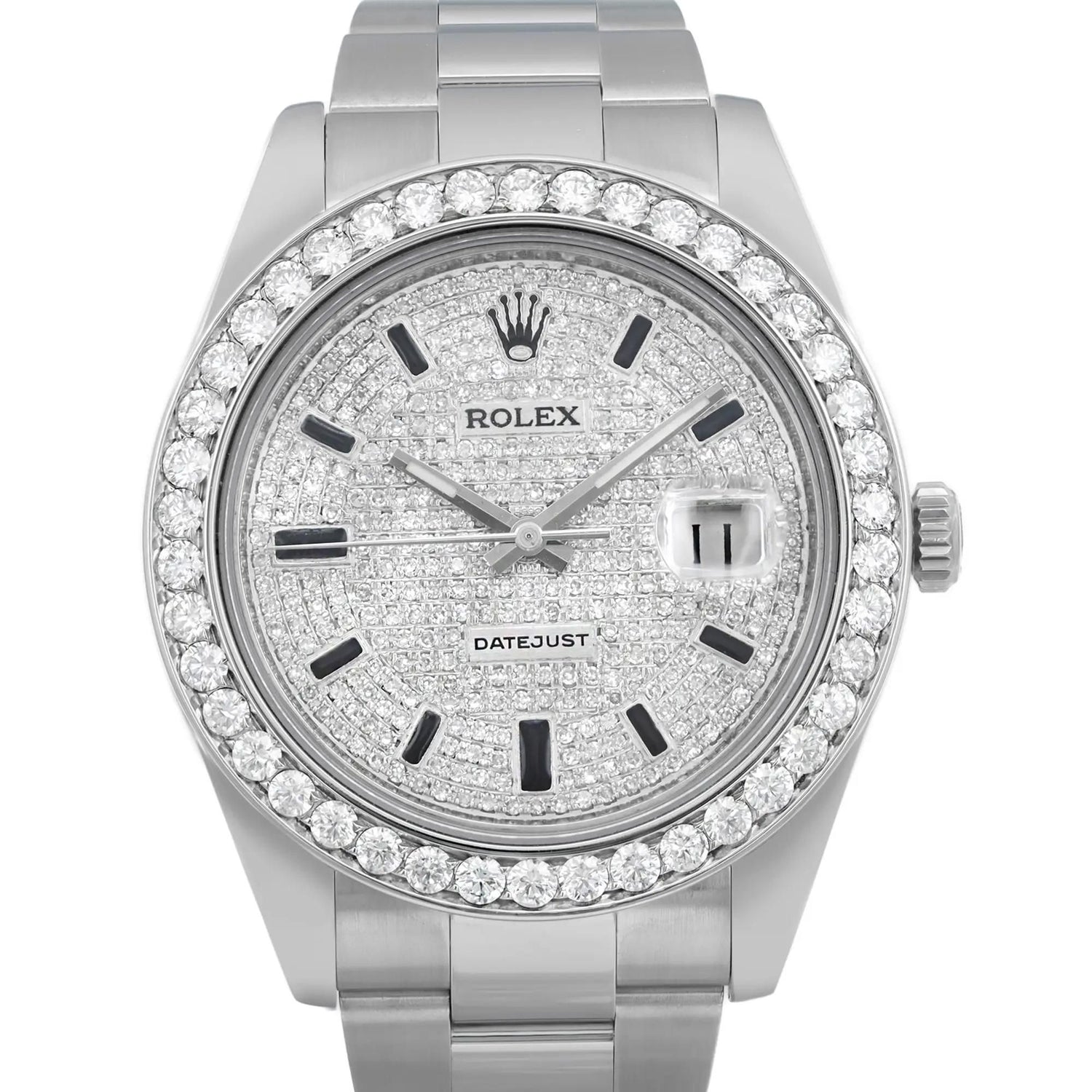 Rolex Datejust 41MM Steel Custom Diamond Dial Automatic Mens Watch 116334