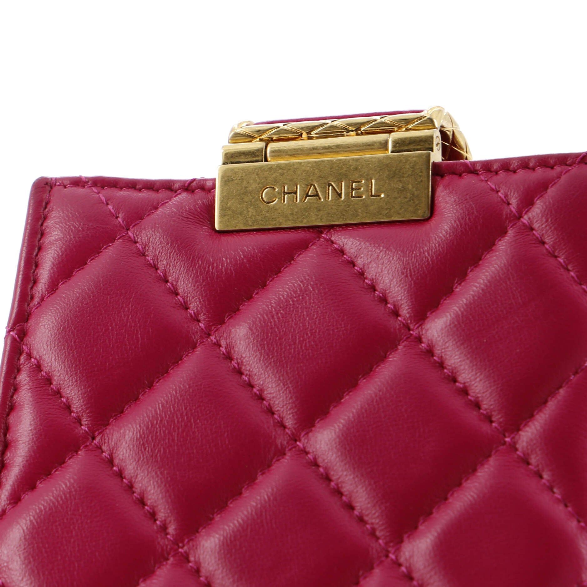 Chanel Quilt Metal Edge Cc Phone Holder With Chain Quilted Lambskin