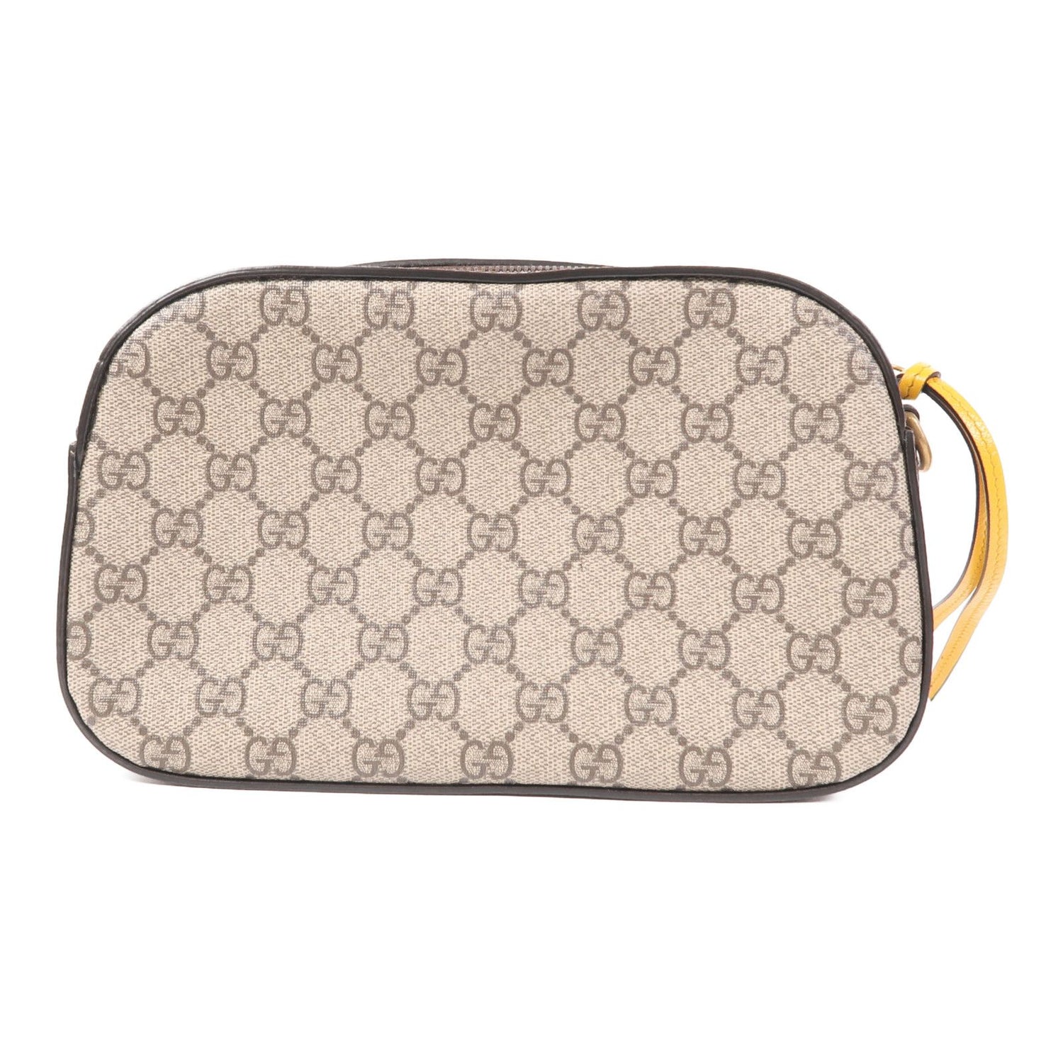 Gucci Painted Canvas Neo Vintage Gg Supreme Golden Shoulder Bag Brown Yellow Pvc Coated Canvas 476466