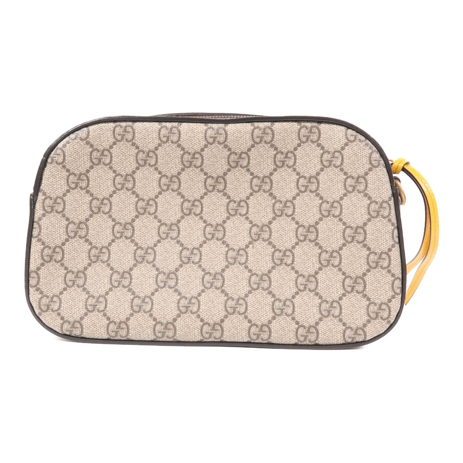 Gucci Painted Canvas Neo Vintage Gg Supreme Golden Shoulder Bag Brown Yellow Pvc Coated Canvas 476466