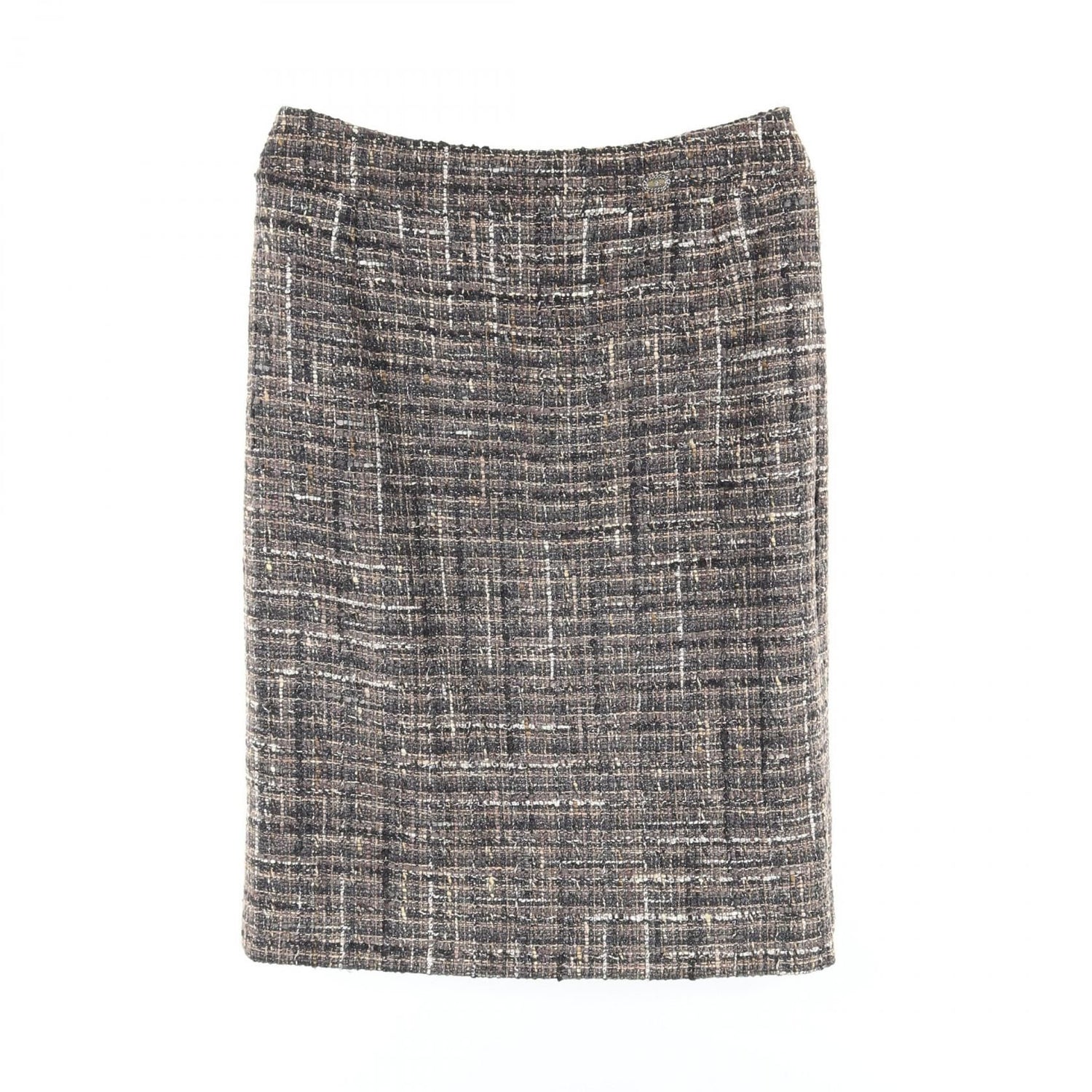Chanel Gray Skirt Silk Wool Fabric P 26821v 17016