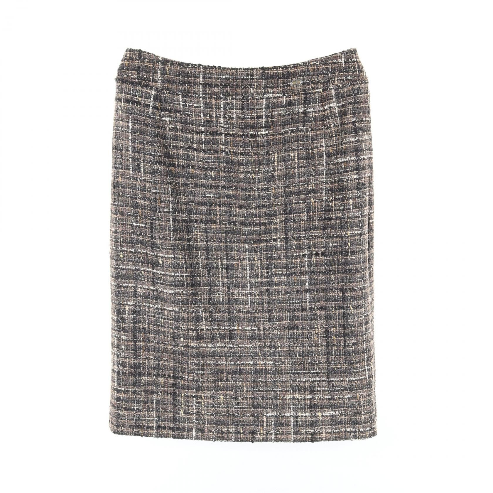 Chanel Gray Skirt Silk Wool Fabric P 26821v 17016